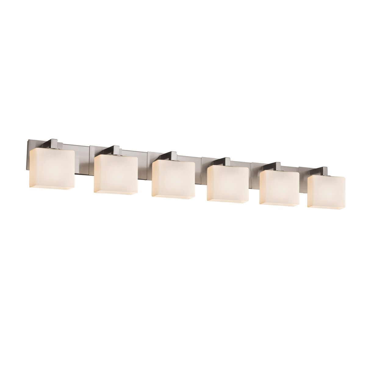 Justice Design FSN-8926-55-OPAL-NCKL-LED6-4200 Fusion LED 55.5 inch Brushed Nickel Vanity Light Wall Light in 4200 Lm LED, Rectangle, Opal Fusion