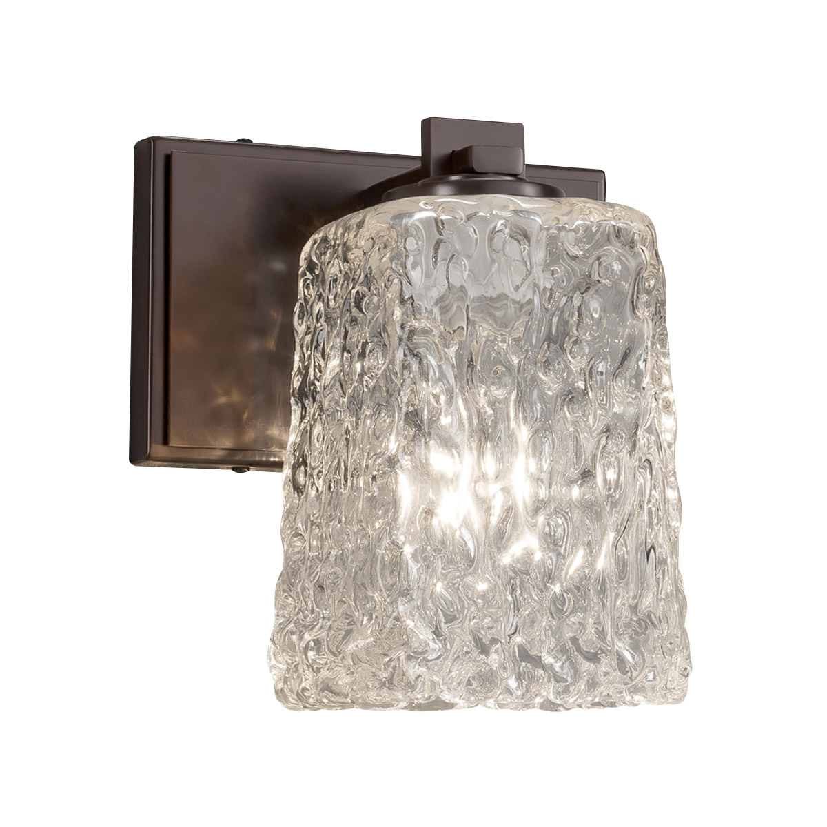Justice Design GLA-8441-26-WHTW-CROM Veneto Luce 1 Light 7 inch Polished Chrome Wall Sconce Wall Light in Whitewash (Veneto Luce), Square with Rippled