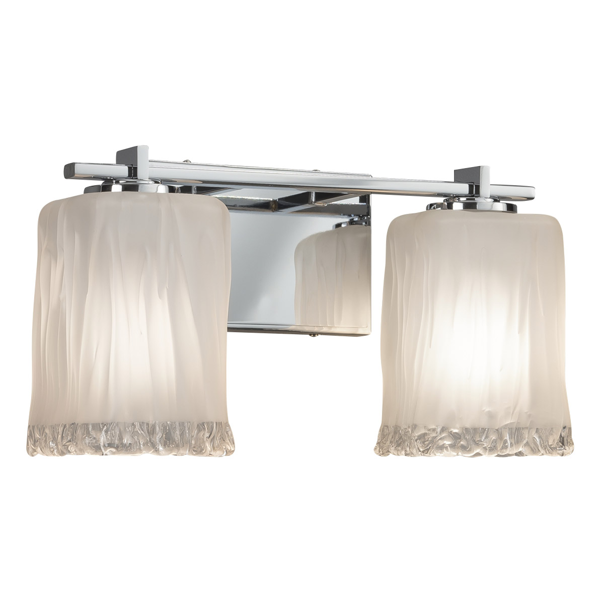 Justice Design GLA-8442-26-WHTW-NCKL Veneto Luce 2 Light 14.5 inch Brushed Nickel Vanity Light Wall Light in Whitewash (Veneto Luce), Square with Ripp
