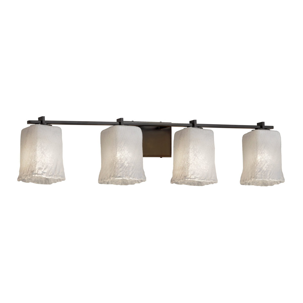 Justice Design GLA-8444-26-WHTW-MBLK Veneto Luce 4 Light 34.75 inch Matte Black Vanity Light Wall Light in Whitewash (Veneto Luce), Square with Ripple