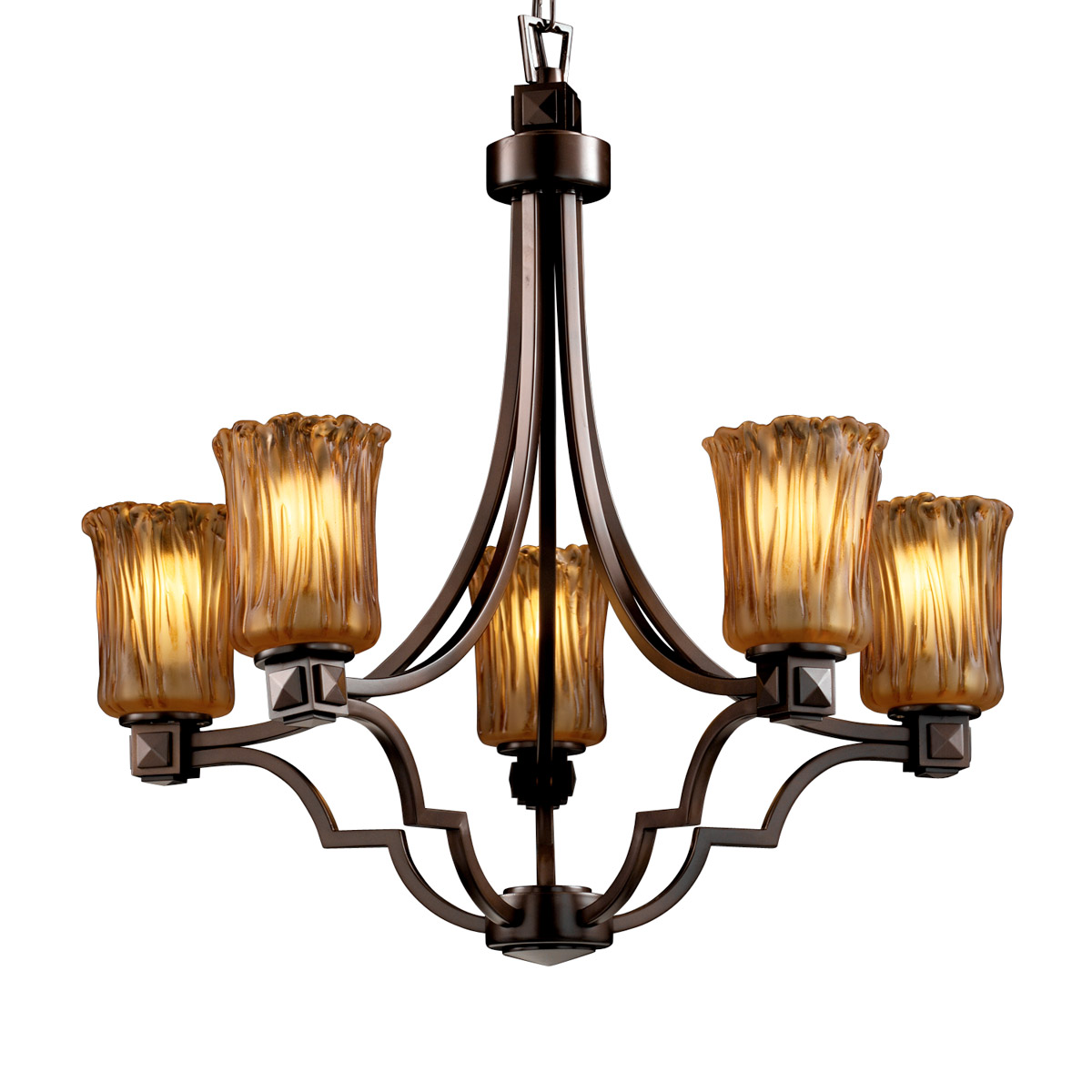 Justice Design GLA-8500-16-WTFR-NCKL-LED5-3500 Veneto Luce LED 28 inch Brushed Nickel Chandelier Ceiling Light in 3500 Lm LED, White Frosted (Veneto L