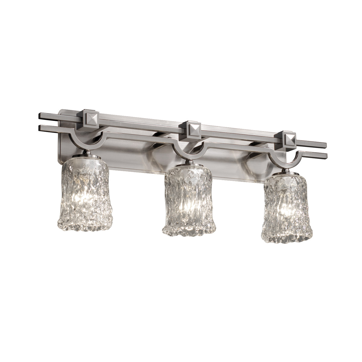 Justice Design GLA-8503-16-WHTW-NCKL-LED3-2100 Veneto Luce LED 29 inch Brushed Nickel Bath Bar Wall Light in 2100 Lm LED, Whitewash (Veneto Luce), Cyl