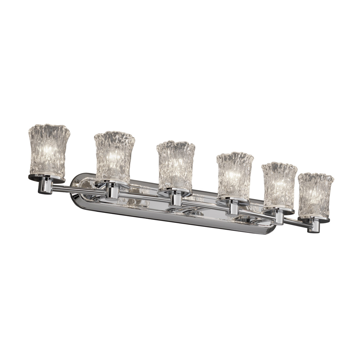 Justice Design GLA-8516-16-AMBR-NCKL-LED6-4200 Veneto Luce 6 Light 43.75 inch Brushed Nickel Bath Vanity Light Wall Light in 4200 Lm LED, Amber (Venet