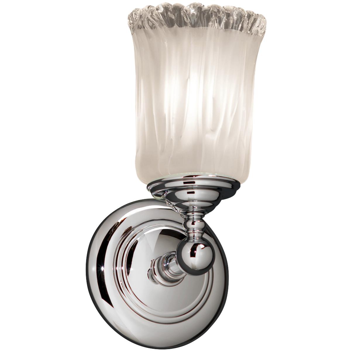 Justice Design GLA-8521-16-WTFR-CROM Veneto Luce Wall Sconce Wall Light in Polished Chrome, Cylinder with Rippled Rim, Incandescent, White Frosted