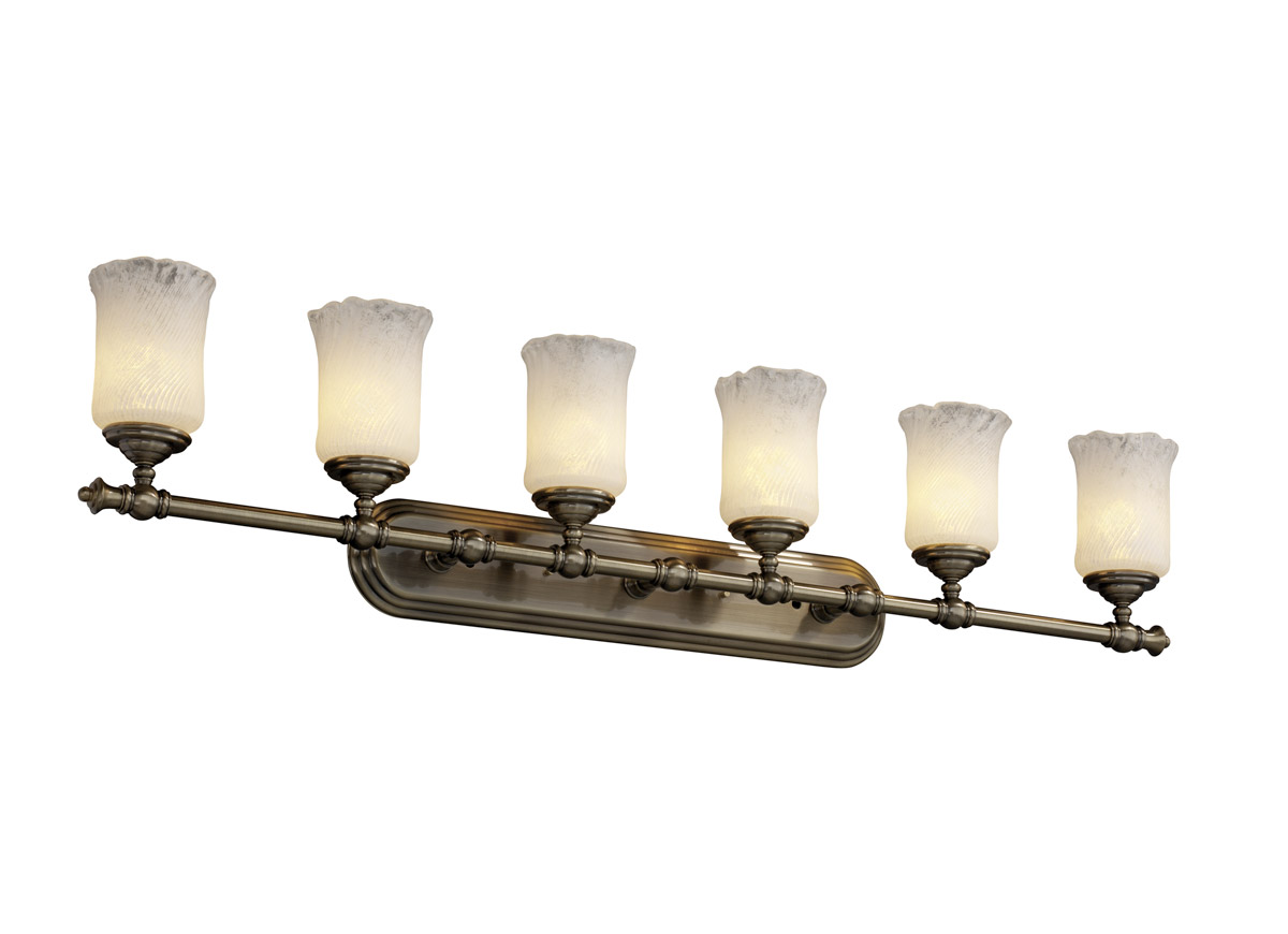 Justice Design GLA-8526-16-AMBR-NCKL-LED6-4200 Veneto Luce 6 Light 48 inch Brushed Nickel Bath Vanity Light Wall Light in 4200 Lm LED, Amber (Veneto L