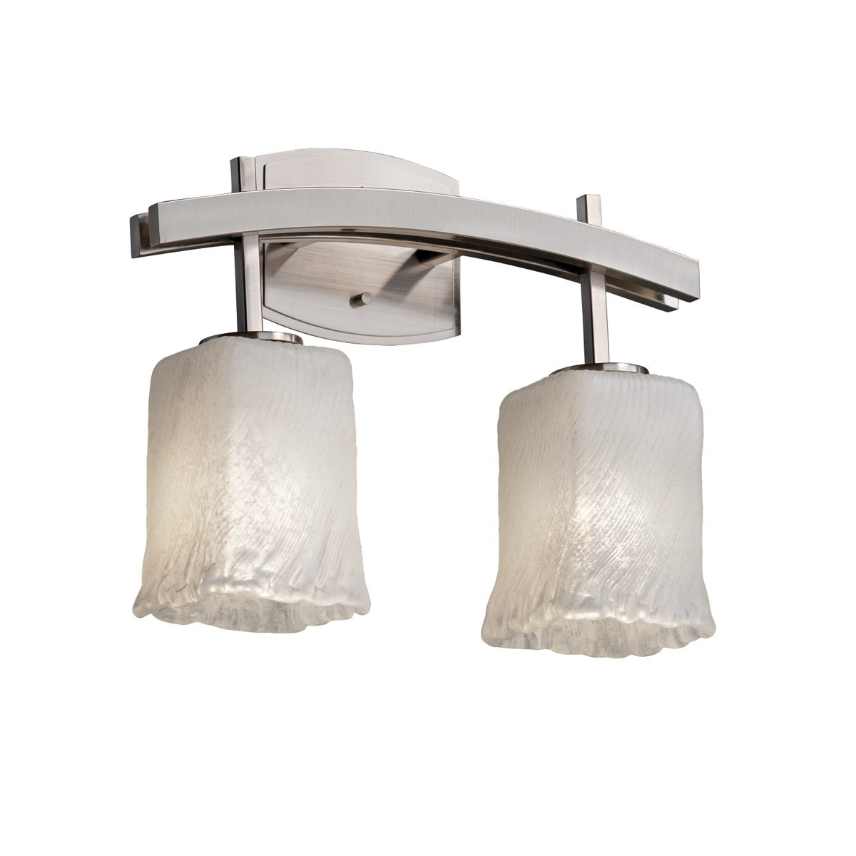 Justice Design GLA-8592-26-WHTW-NCKL Veneto Luce 2 Light 15.5 inch Brushed Nickel Bath Bar Wall Light in Whitewash (Veneto Luce), Square with Rippled