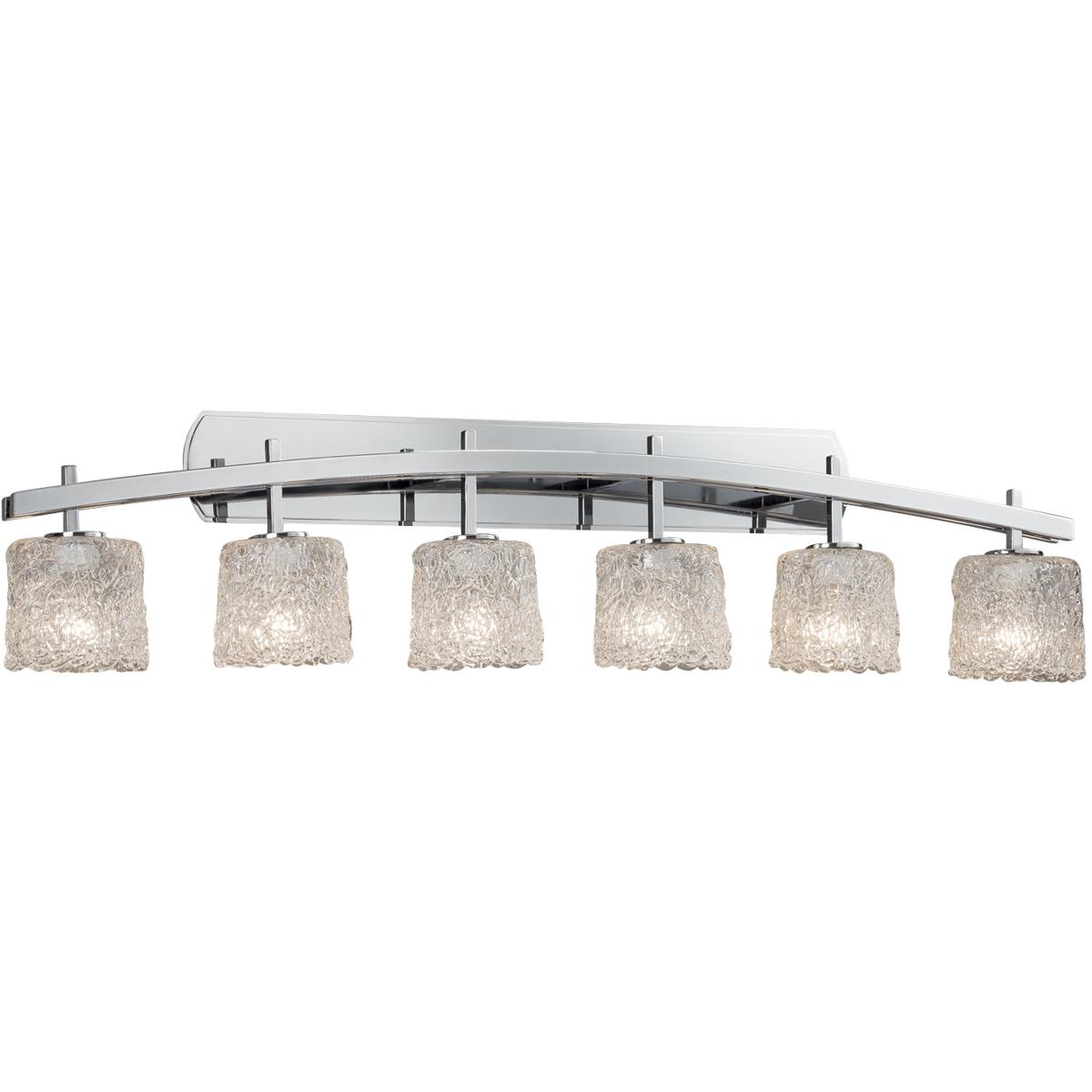 Justice Design GLA-8596-16-AMBR-NCKL-LED6-4200 Veneto Luce 6 Light 55.5 inch Brushed Nickel Bath Vanity Light Wall Light in 4200 Lm LED, Amber (Veneto