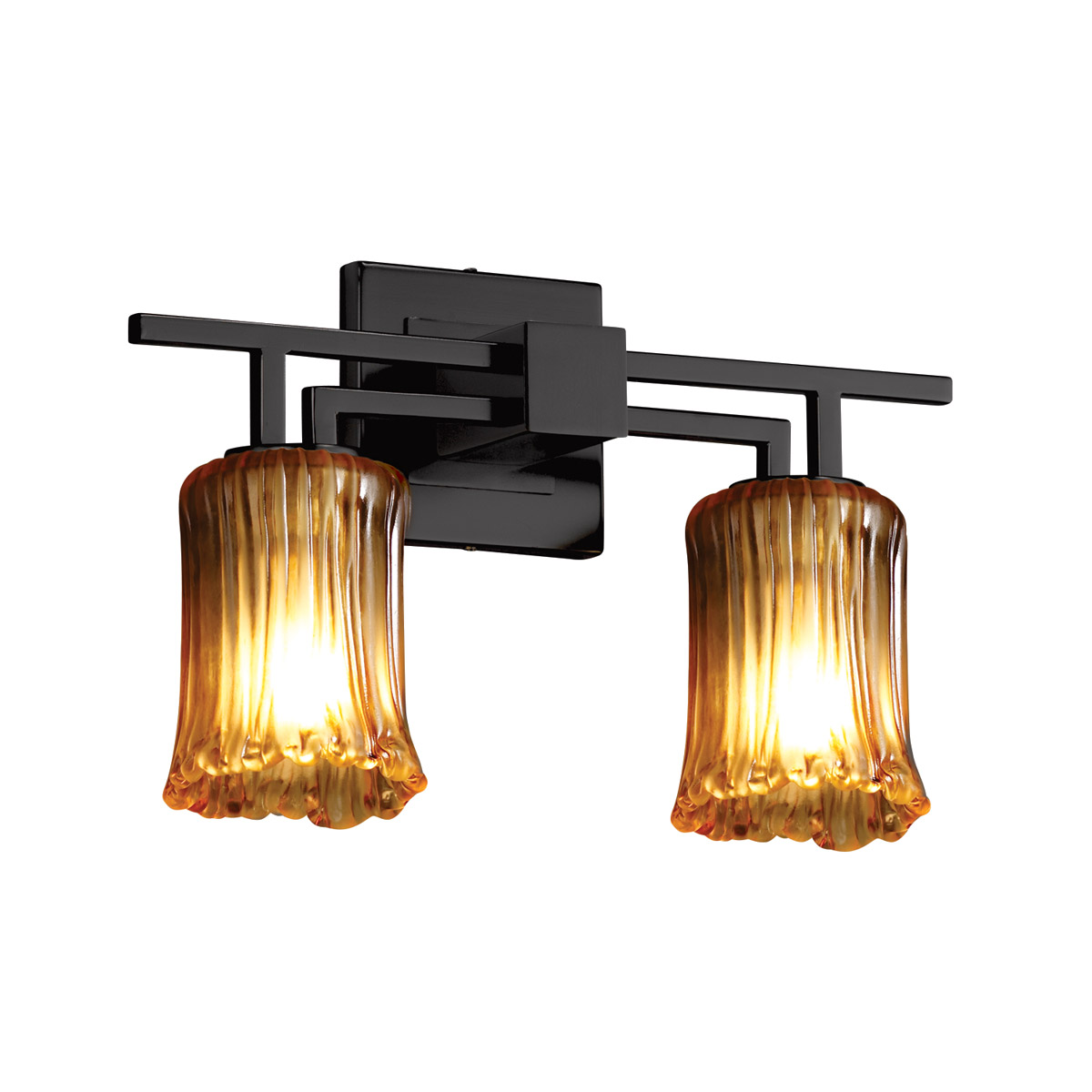 Justice Design GLA-8702-16-AMBR-CROM-LED2-1400 Veneto Luce LED 16 inch Polished Chrome Bath Bar Wall Light in 1400 Lm LED, Amber (Veneto Luce), Cylind