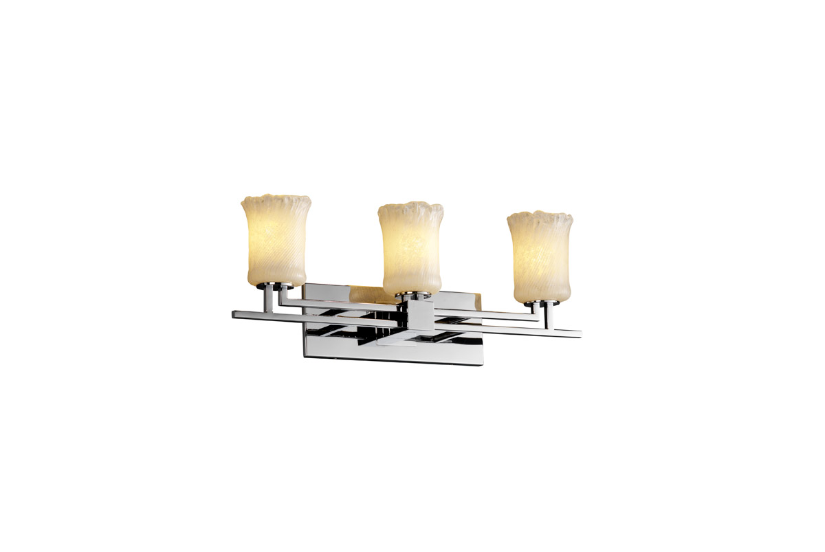 Justice Design GLA-8703-16-GLDC-CROM-LED3-2100 Veneto Luce LED 26 inch Polished Chrome Bath Bar Wall Light in 2100 Lm LED, Gold with Clear Rim (Veneto