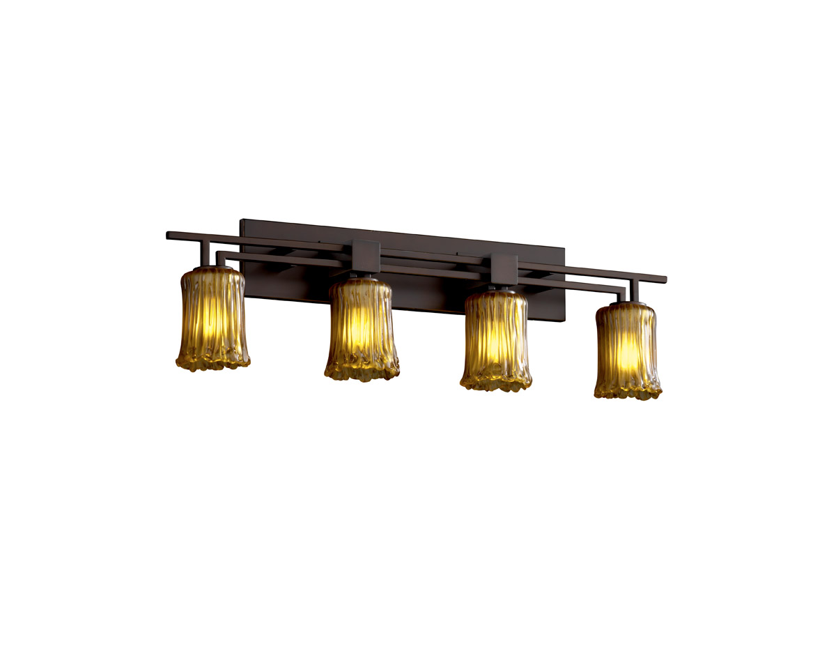 Justice Design GLA-8704-16-GLDC-NCKL-LED4-2800 Veneto Luce LED 36 inch Brushed Nickel Bath Bar Wall Light in 2800 Lm LED, Gold with Clear Rim (Veneto
