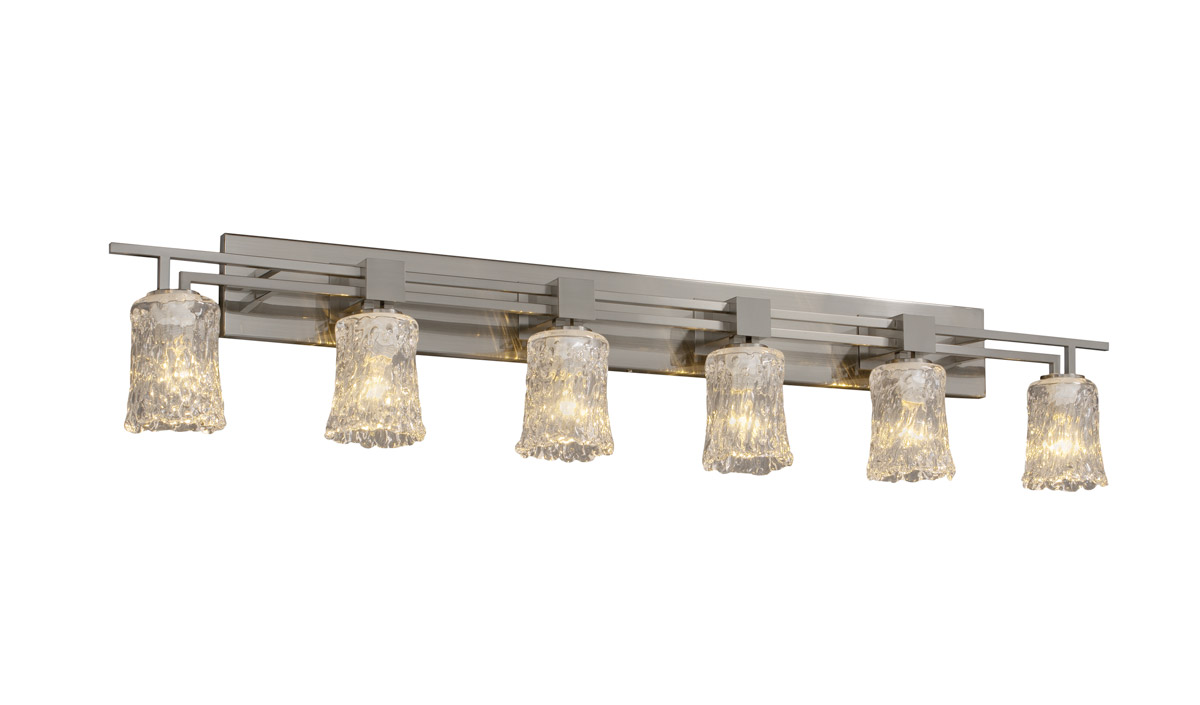 Justice Design GLA-8706-16-AMBR-CROM-LED6-4200 Veneto Luce 6 Light 56 inch Polished Chrome Bath Vanity Light Wall Light in 4200 Lm LED, Amber (Veneto