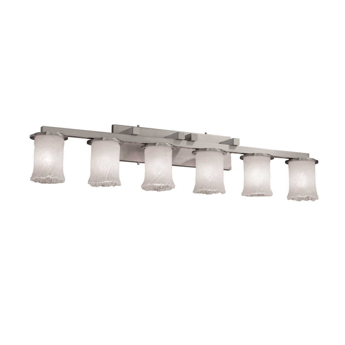 Justice Design GLA-8786-16-AMBR-NCKL-LED6-4200 Veneto Luce 6 Light 45 inch Brushed Nickel Bath Vanity Light Wall Light in 4200 Lm LED, Amber (Veneto L