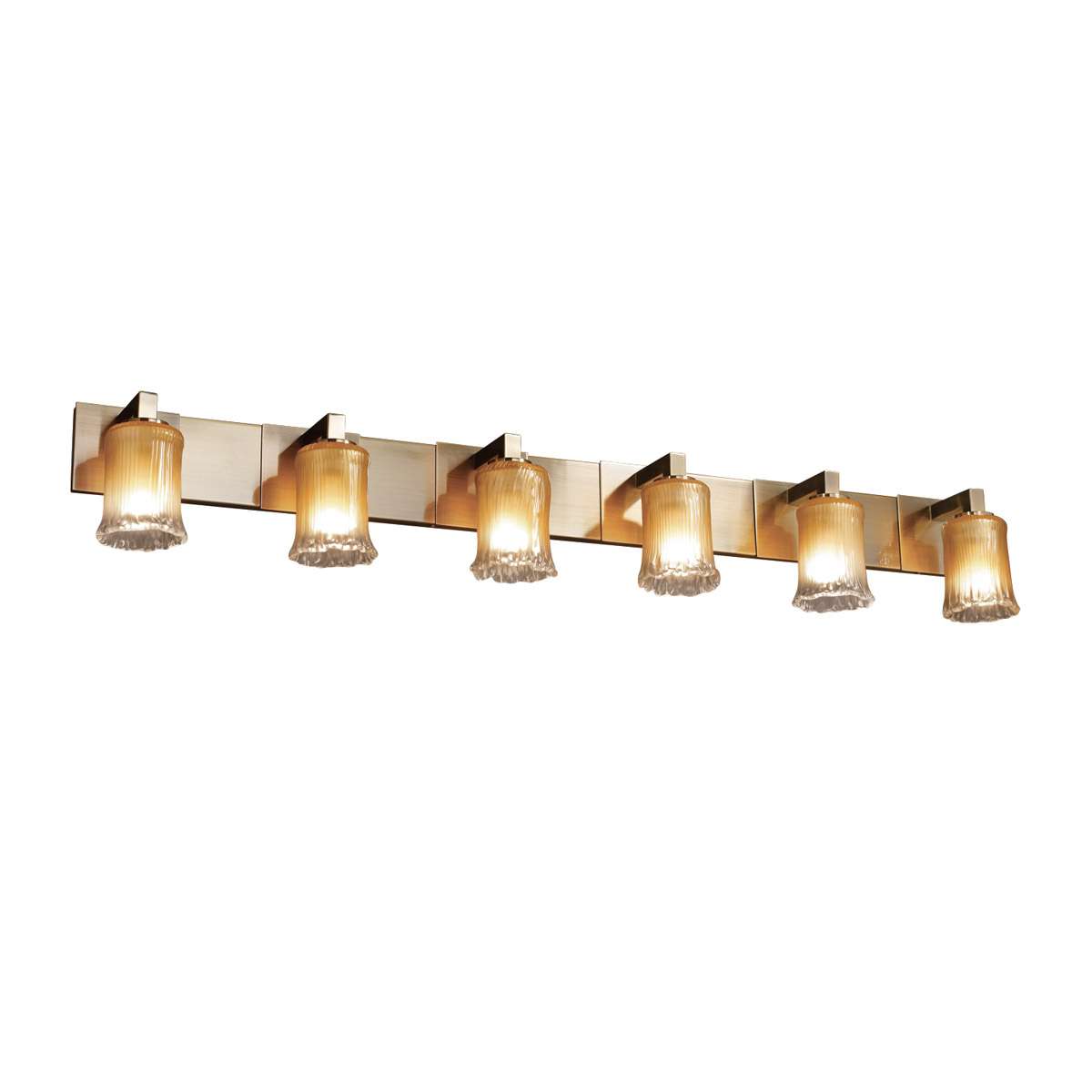 Justice Design GLA-8926-16-AMBR-NCKL-LED6-4200 Veneto Luce 6 Light 55.5 inch Brushed Nickel Bath Vanity Light Wall Light in 4200 Lm LED, Amber (Veneto