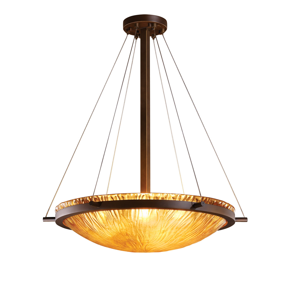 Justice Design GLA-9692-35-LACE-MBLK-LED5-5000 Veneto Luce LED 27 inch Matte Black Pendant Ceiling Light in 5000 Lm LED, Lace (Veneto Luce), Ring