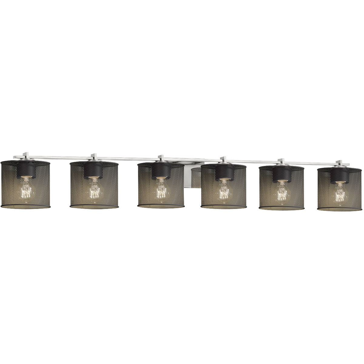 Justice Design MSH-8446-30-CROM Wire Mesh 6 Light 56.5 inch Polished Chrome Bath Bar Wall Light in Oval
