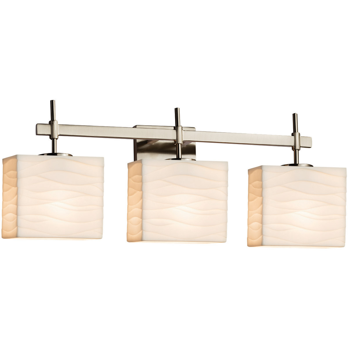 Justice Design PNA-8413-55-WFAL-DBRZ Porcelina 3 Light 23.5 inch Dark Bronze Vanity Light Wall Light in Waterfall, Incandescent