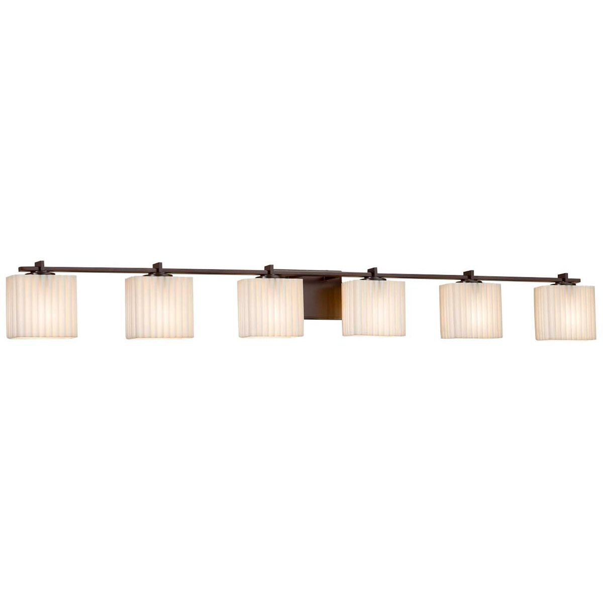 Justice Design PNA-8446-55-PLET-DBRZ Porcelina 6 Light 55.5 inch Dark Bronze Bath Bar Wall Light in Pleats, Incandescent