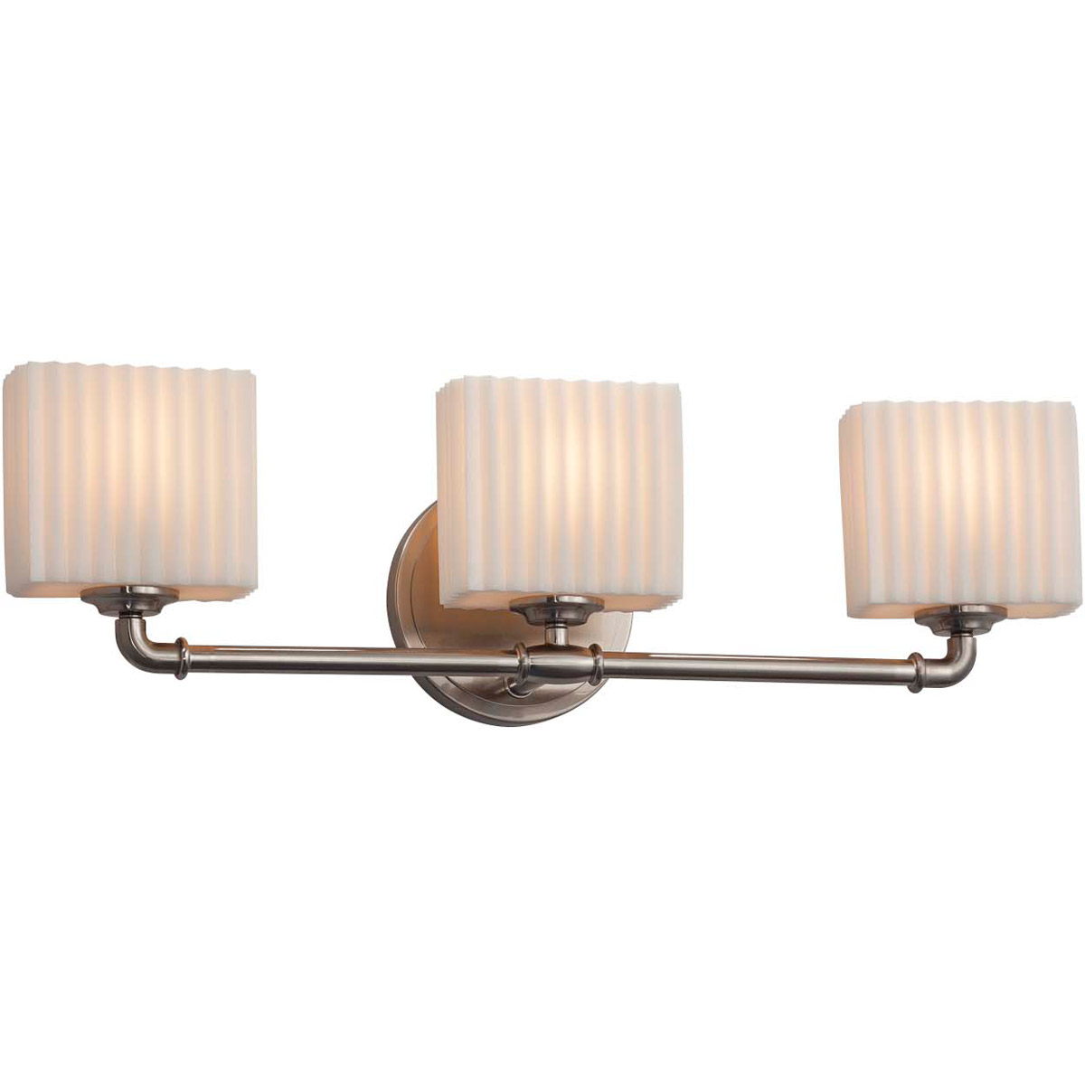 Justice Design PNA-8463-55-WFAL-NCKL Porcelina 3 Light 25.25 inch Brushed Nickel Bath Bar Wall Light in Waterfall, Incandescent