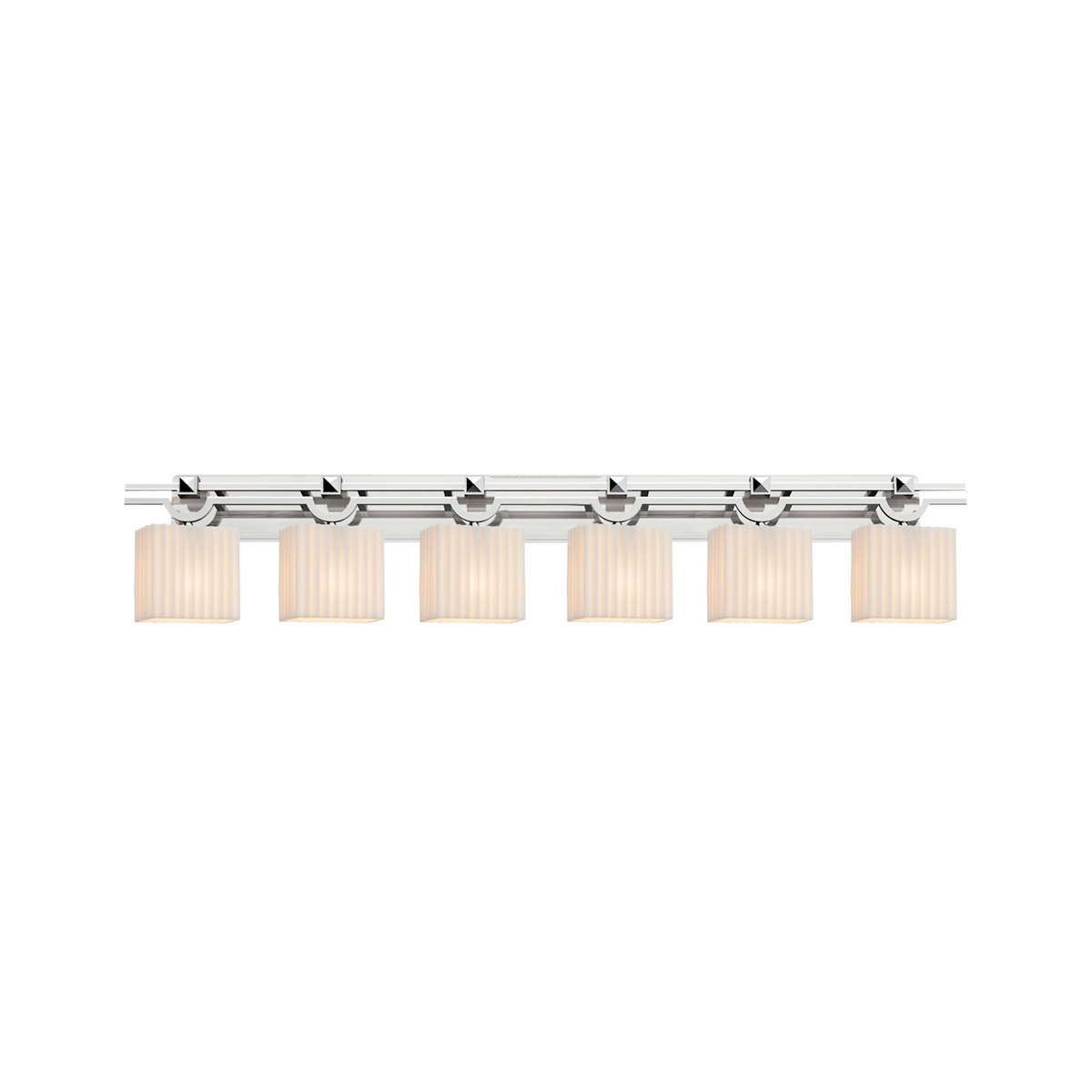 Justice Design PNA-8506-55-PLET-CROM-LED6-4200 Porcelina LED 59 inch Polished Chrome Bath Bar Wall Light in 4200 Lm LED, Pleats, Rectangle