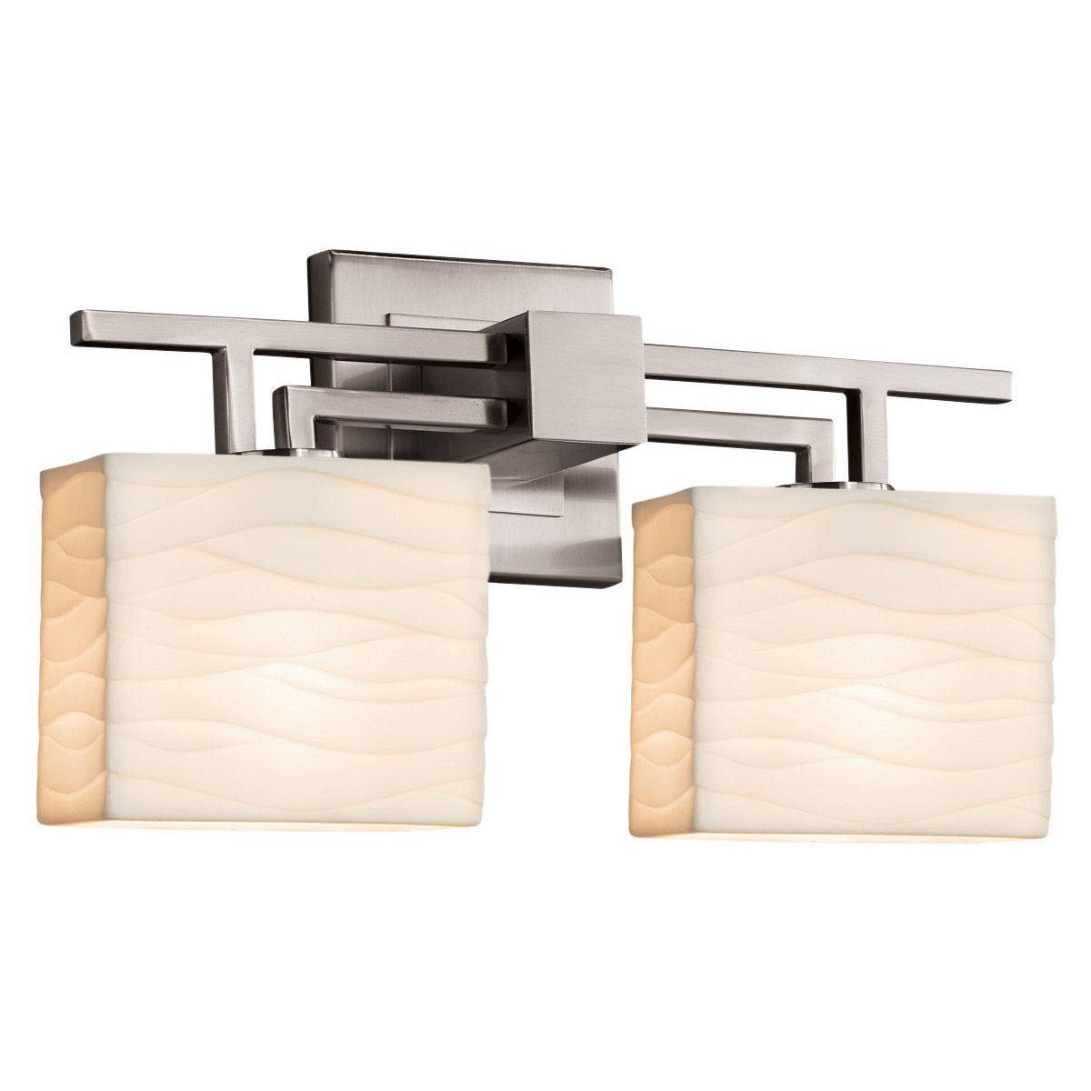 Justice Design PNA-8702-55-WFAL-DBRZ Porcelina 2 Light 16 inch Dark Bronze Vanity Light Wall Light in Waterfall, Incandescent