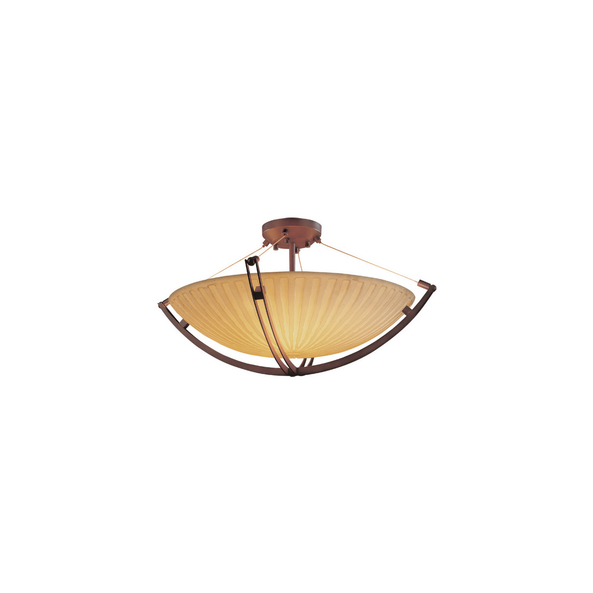 Justice Design PNA-9712-35-WFAL-DBRZ Porcelina 6 Light 28 inch Dark Bronze Semi-Flush Bowl Ceiling Light in Waterfall, Round Bowl, Incandescent