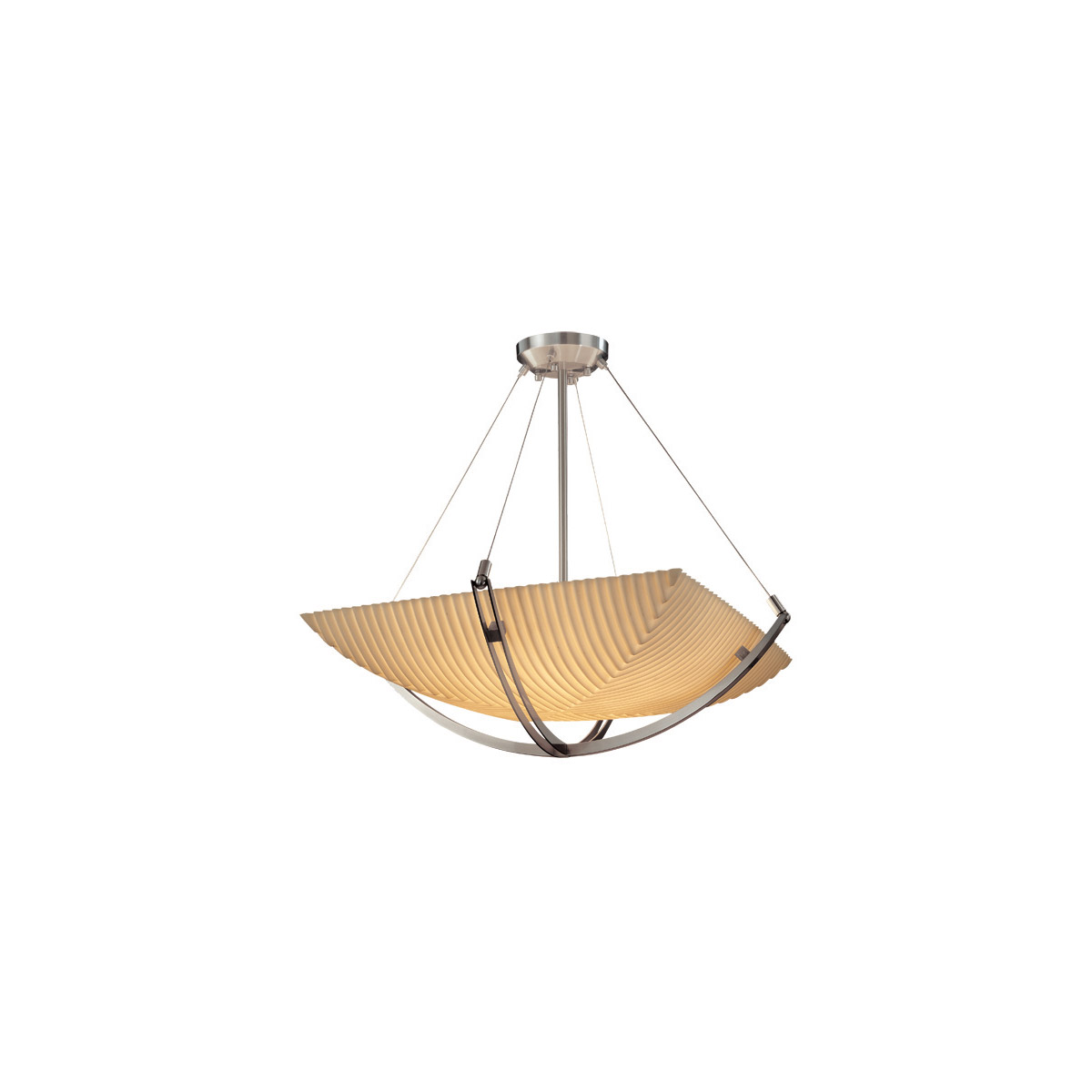 Justice Design PNA-9721-35-BANL-NCKL-LED3-3000 Porcelina LED 22 inch Brushed Nickel Pendant Ceiling Light in 3000 Lm LED, Banana Leaf, Round Bowl
