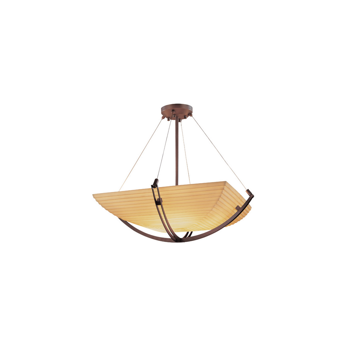 Justice Design PNA-9724-25-SAWT-DBRZ-LED6-6000 Porcelina LED 42 inch Dark Bronze Pendant Ceiling Light in Sawtooth, Square Bowl, 6000 Lm LED