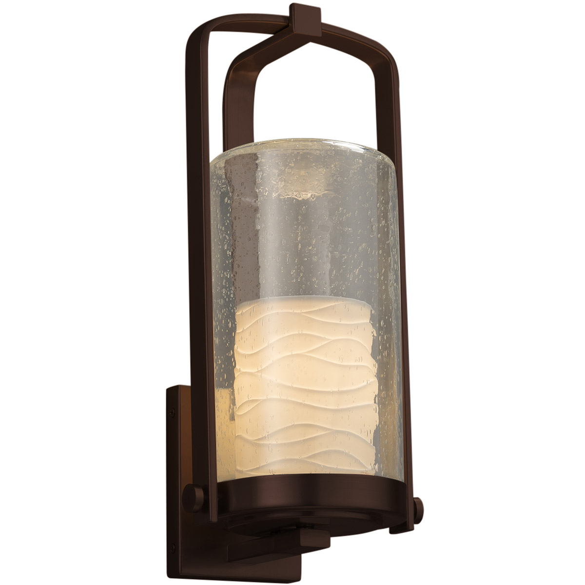 Justice Design POR-7584W-10-BANL-MBLK Limoges 1 Light 16.5 inch Matte Black Outdoor Wall Sconce in Banana Leaf, Incandescent
