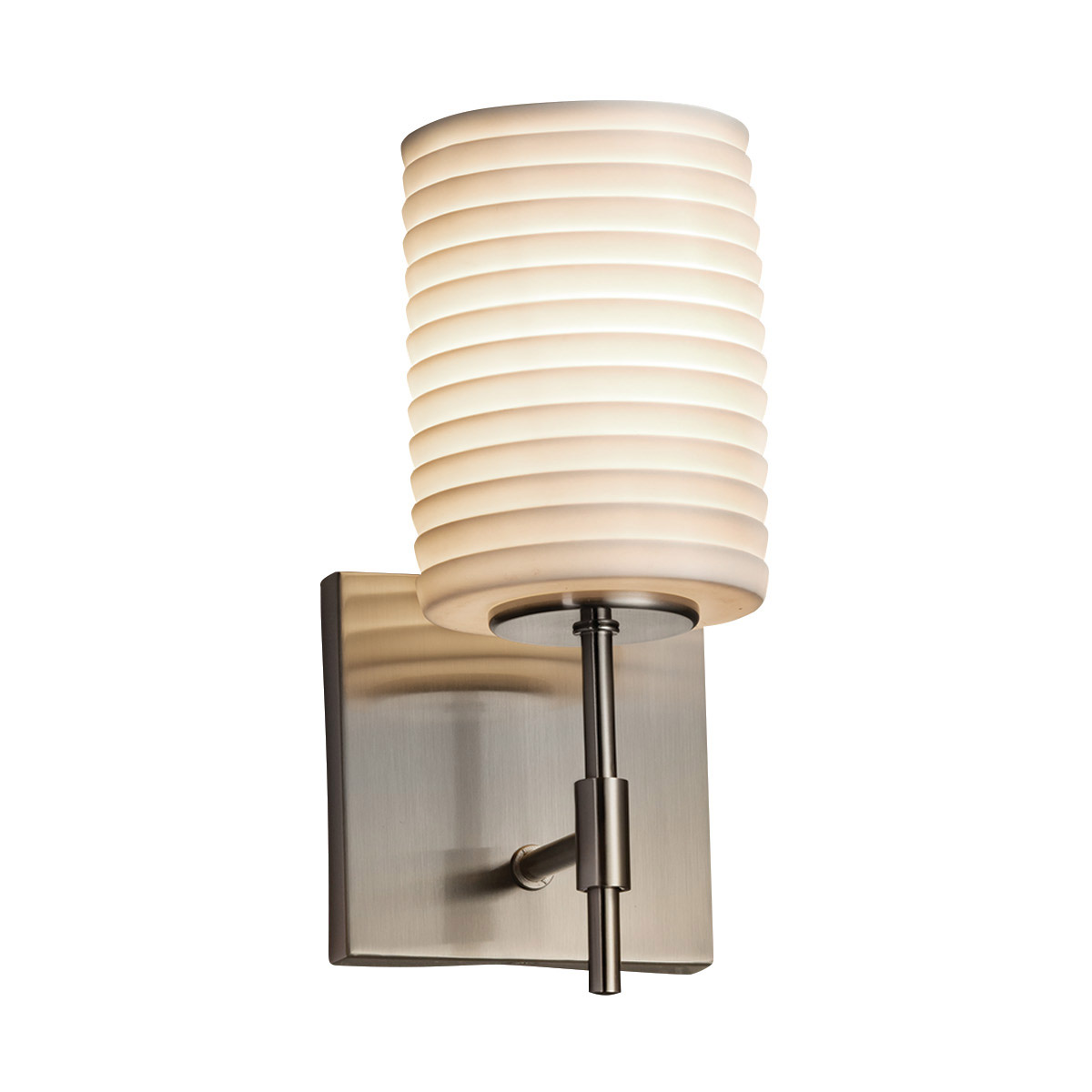 Justice Design POR-8411-10-PLET-MBLK-LED1-700 Limoges LED 4.5 inch Matte Black Wall Sconce Wall Light in 700 Lm LED, Pleats, Cylinder with Flat Rim