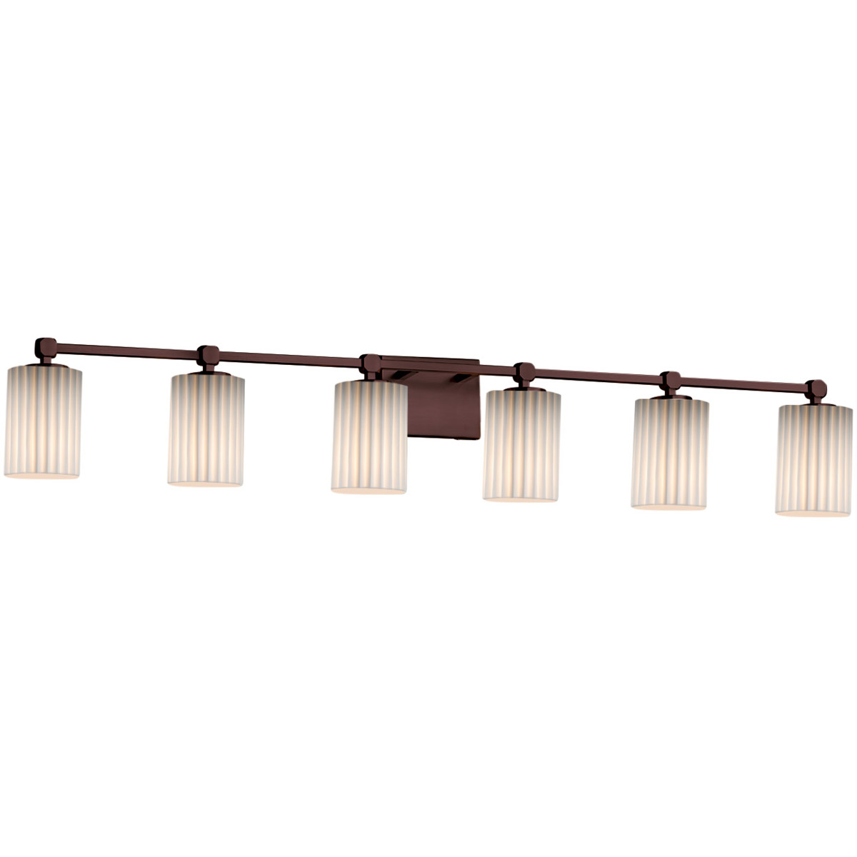 Justice Design POR-8426-10-BANL-NCKL-LED6-4200 Limoges LED 48.5 inch Brushed Nickel Vanity Light Wall Light in 4200 Lm LED, Banana Leaf, Cylinder with