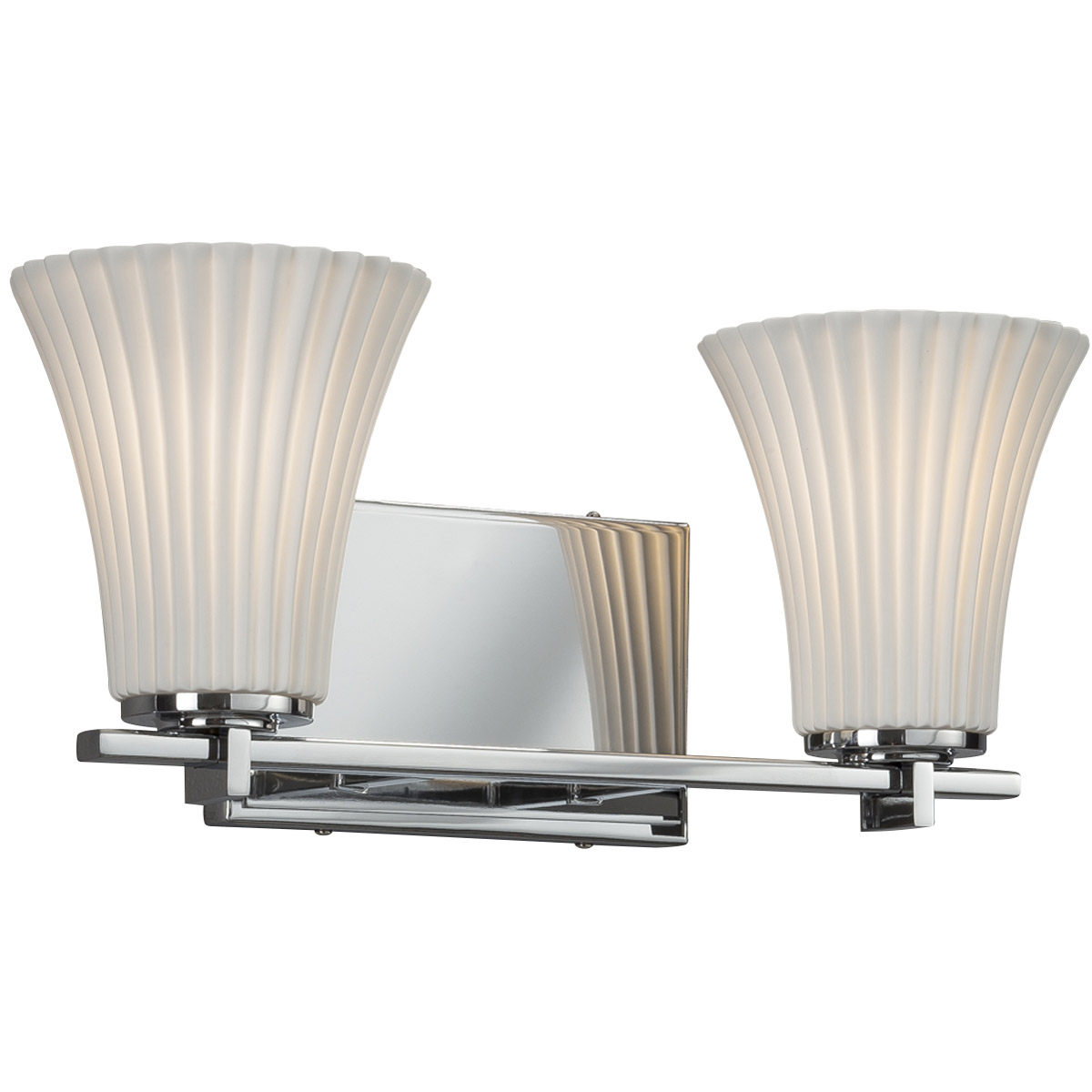 Justice Design POR-8442-10-BMBO-CROM Limoges 2 Light 14 inch Polished Chrome Vanity Light Wall Light in Bamboo, Cylinder with Flat Rim, Incandescent