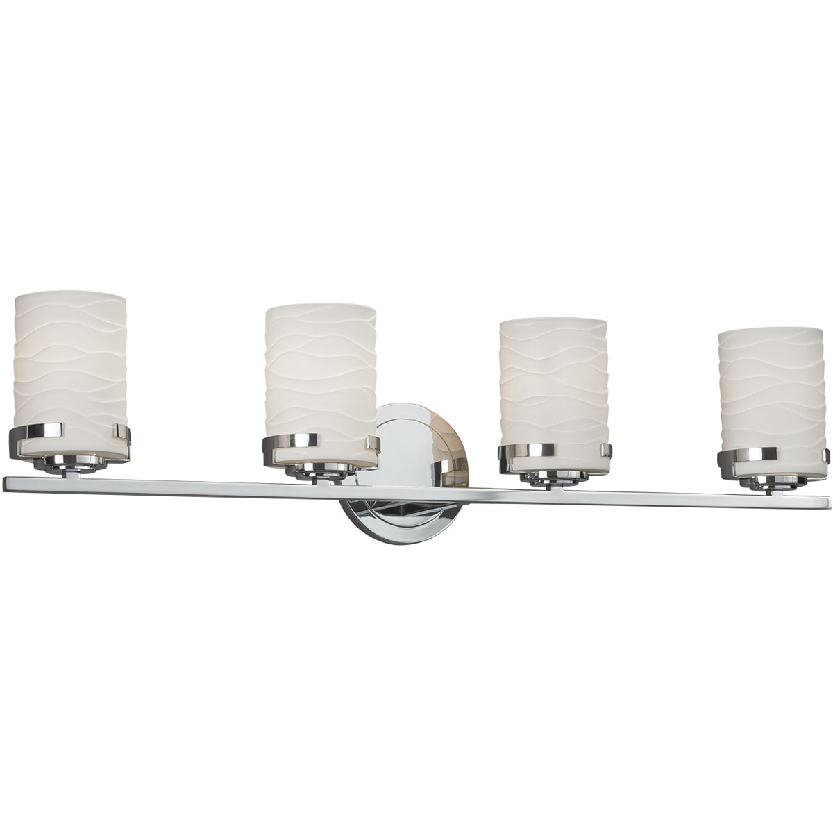 Justice Design POR-8454-10-BMBO-CROM Limoges 4 Light 31.5 inch Polished Chrome Vanity Light Wall Light in Bamboo, Incandescent
