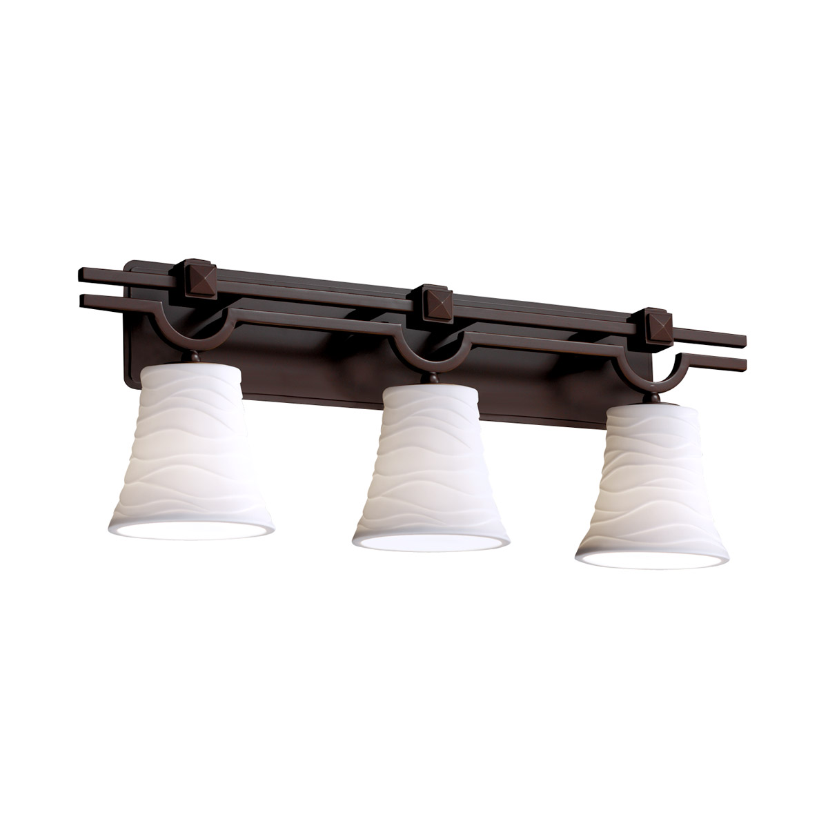 Justice Design POR-8503-20-WAVE-DBRZ Limoges 3 Light 29 inch Dark Bronze Bath Bar Wall Light in Waves, Round Flared