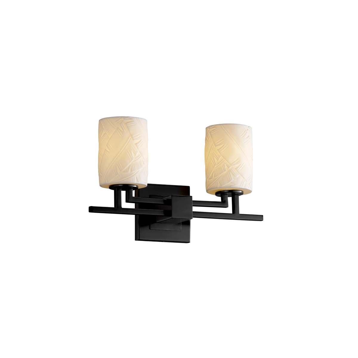 Justice Design POR-8702-10-BANL-DBRZ-LED2-1400 Limoges 2 Light 16 inch Dark Bronze Bath Vanity Light Wall Light in 1400 Lm LED, Banana Leaf, Cylinder 