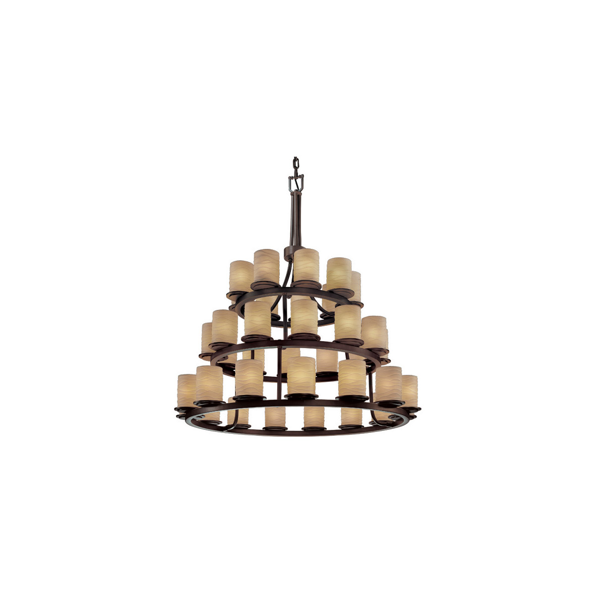 Justice Design POR-8712-10-WFAL-DBRZ-LED36-25200 Limoges 36 Light 42 inch Dark Bronze Chandelier Ceiling Light in Waterfall, 25200 Lm LED