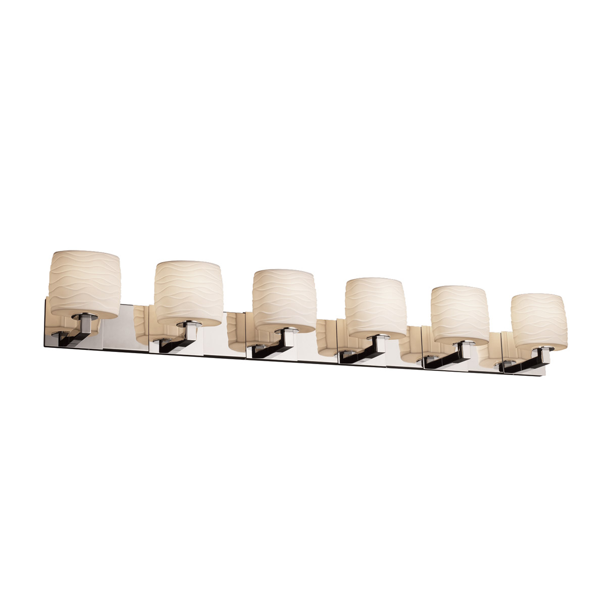 Justice Design POR-8926-30-WAVE-CROM Limoges 6 Light 56.5 inch Polished Chrome Bath Bar Wall Light in Waves, Oval, Incandescent