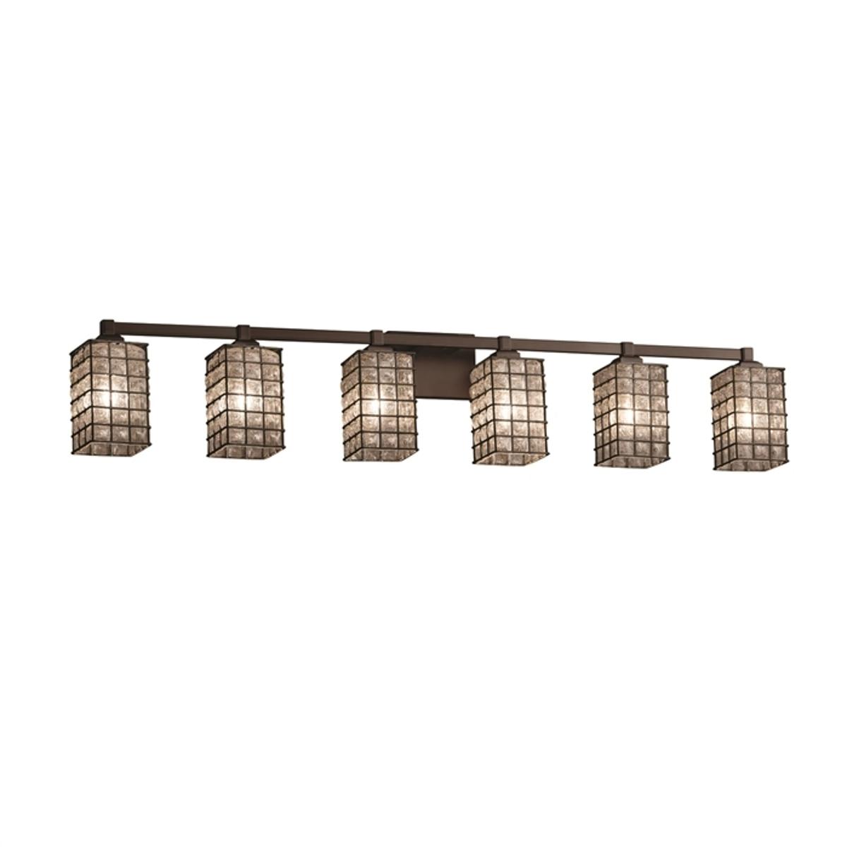 Justice Design WGL-8436-30-SWCB-CROM Wire Glass 6 Light 51.5 inch Polished Chrome Bath/Vanity Wall Light in Swirl with Clear Bubbles, Oval, Incandesce