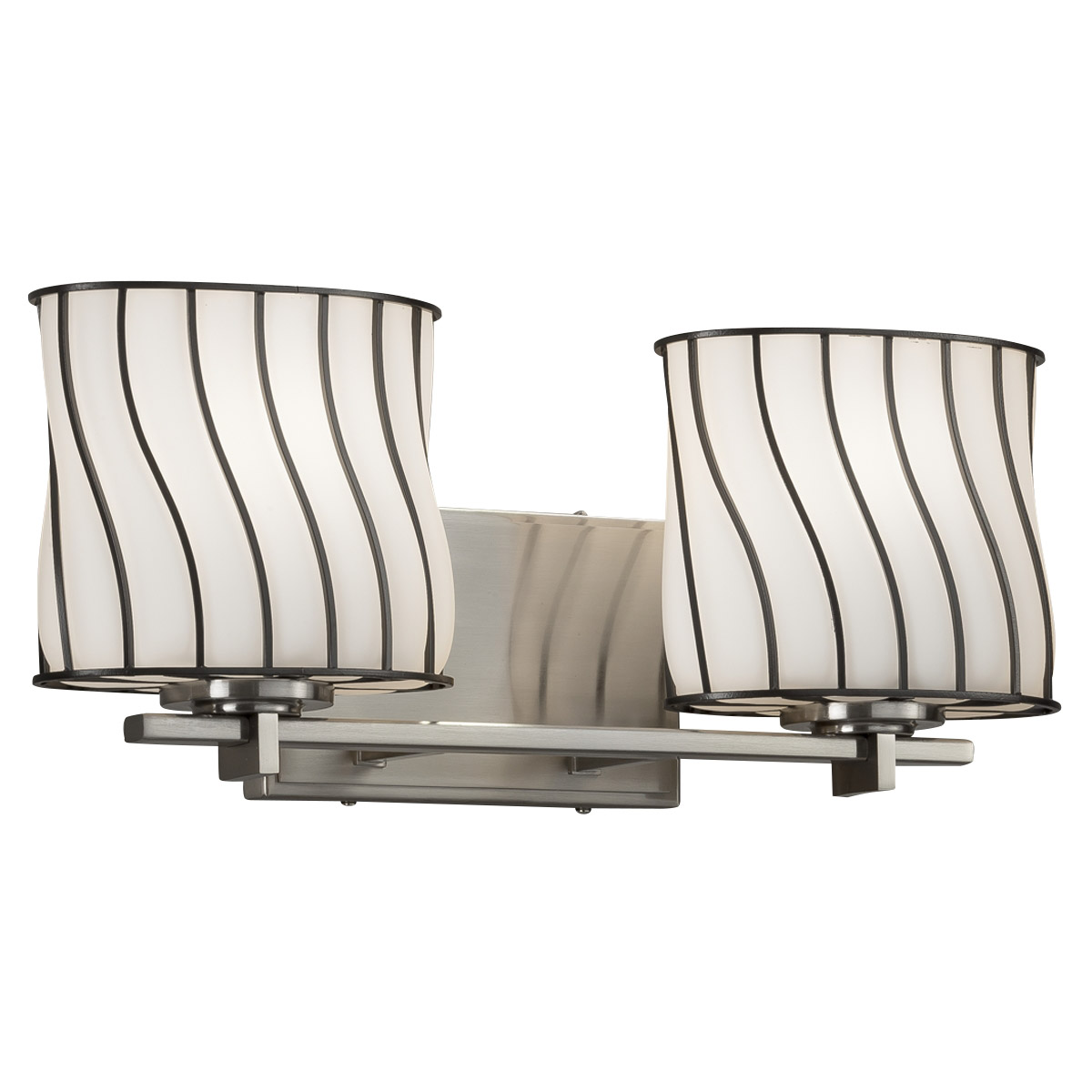 Justice Design WGL-8442-30-GRCB-CROM Wire Glass 16.5 inch Polished Chrome Bath Bar Wall Light in Grid with Clear Bubbles, Oval, Incandescent, Era