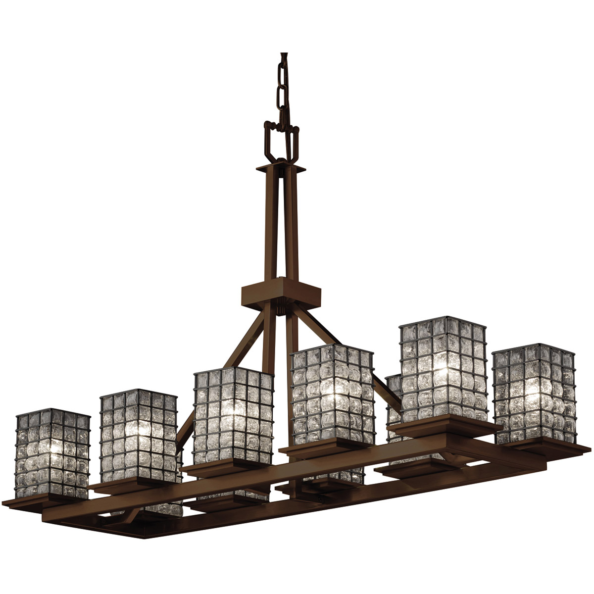 Justice Design WGL-8650-15-GRCB-NCKL-LED10-7000 Wire Glass LED 14 inch Brushed Nickel Chandelier Ceiling Light