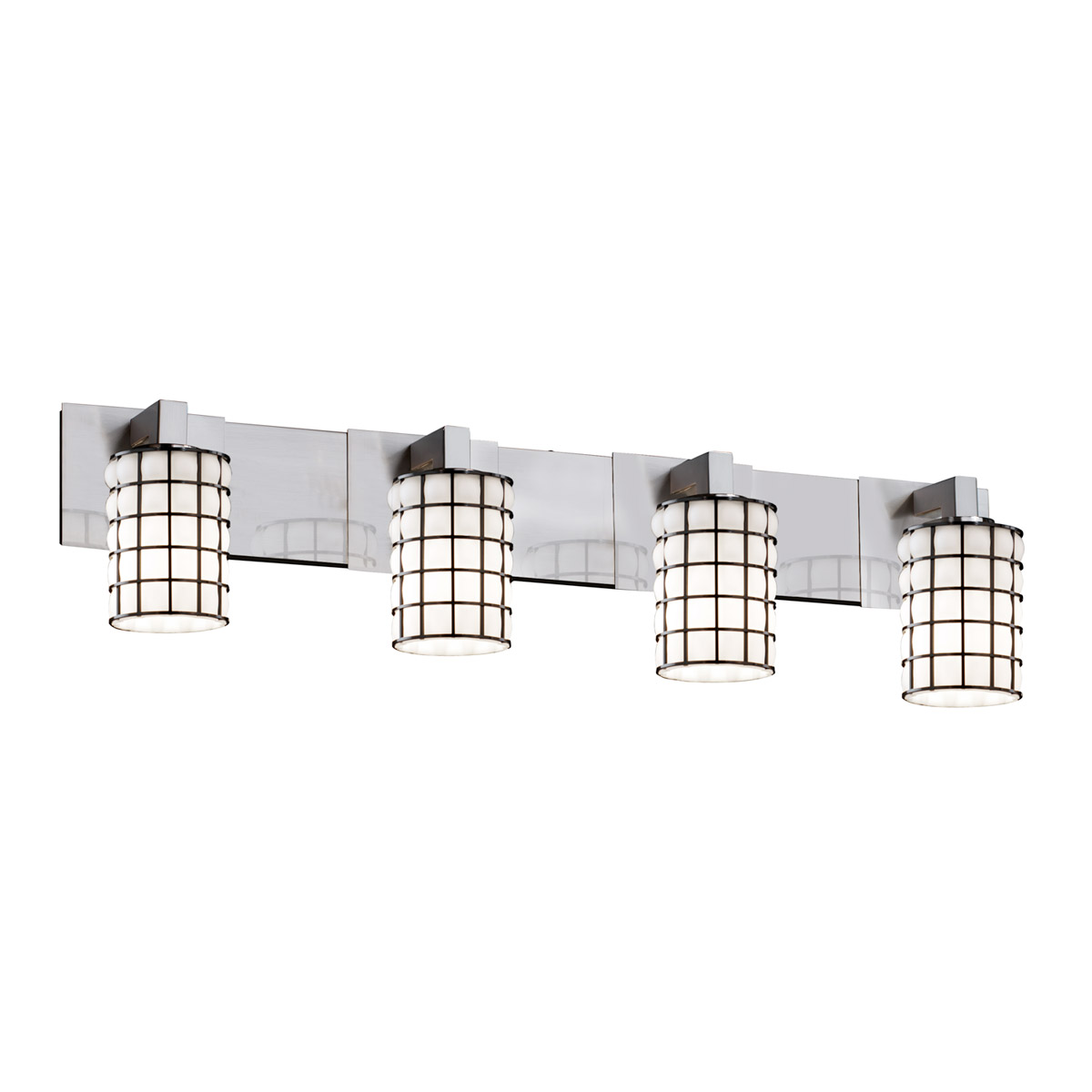 Justice Design WGL-8924-15-GRCB-DBRZ-LED4-2800 Wire Glass LED 36.25 inch Dark Bronze Bath Bar Wall Light in 2800 Lm LED, Grid with Clear Bubbles, Squa