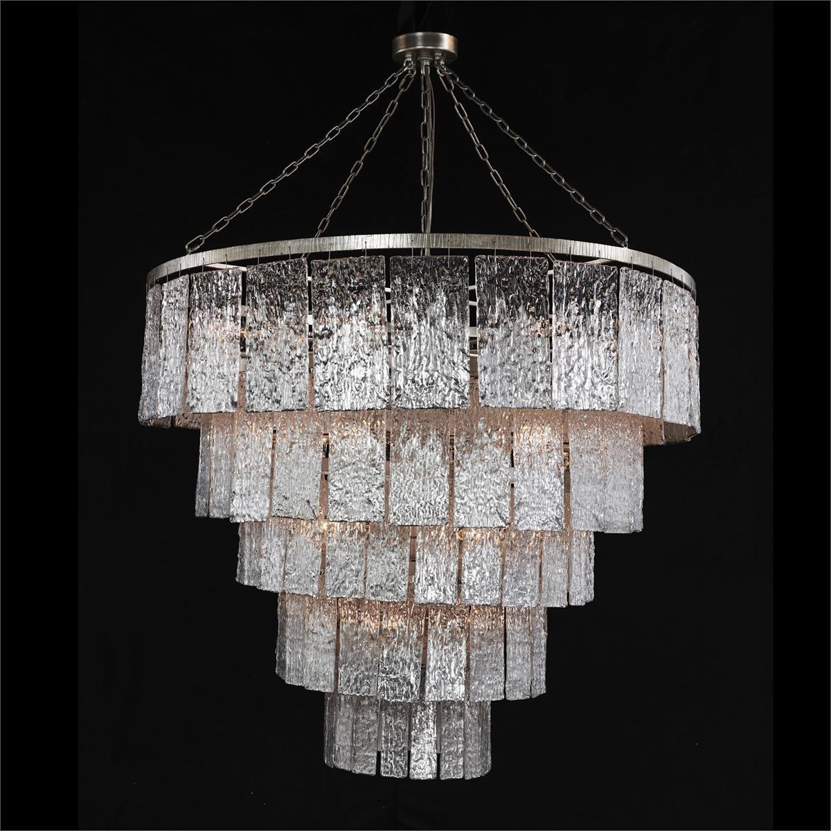John-Richard AJC-9393 Twilight 24 Light 50.25 inch Silver Chandelier Ceiling Light, Slumped Glass
