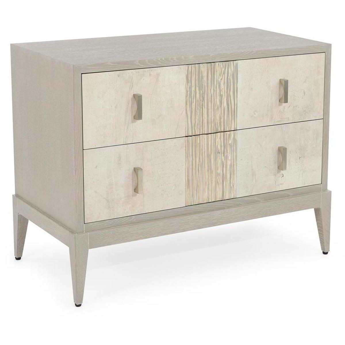 John Richard Aspis Modern Classic Grey Oak 2 Drawer Nightstand