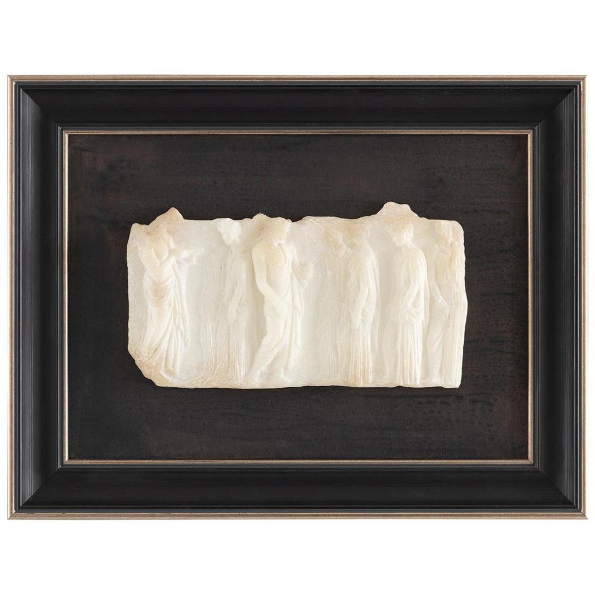 John Richard Hellenistic Relief White Figure Black Frame Mixed Media IV - 19x15