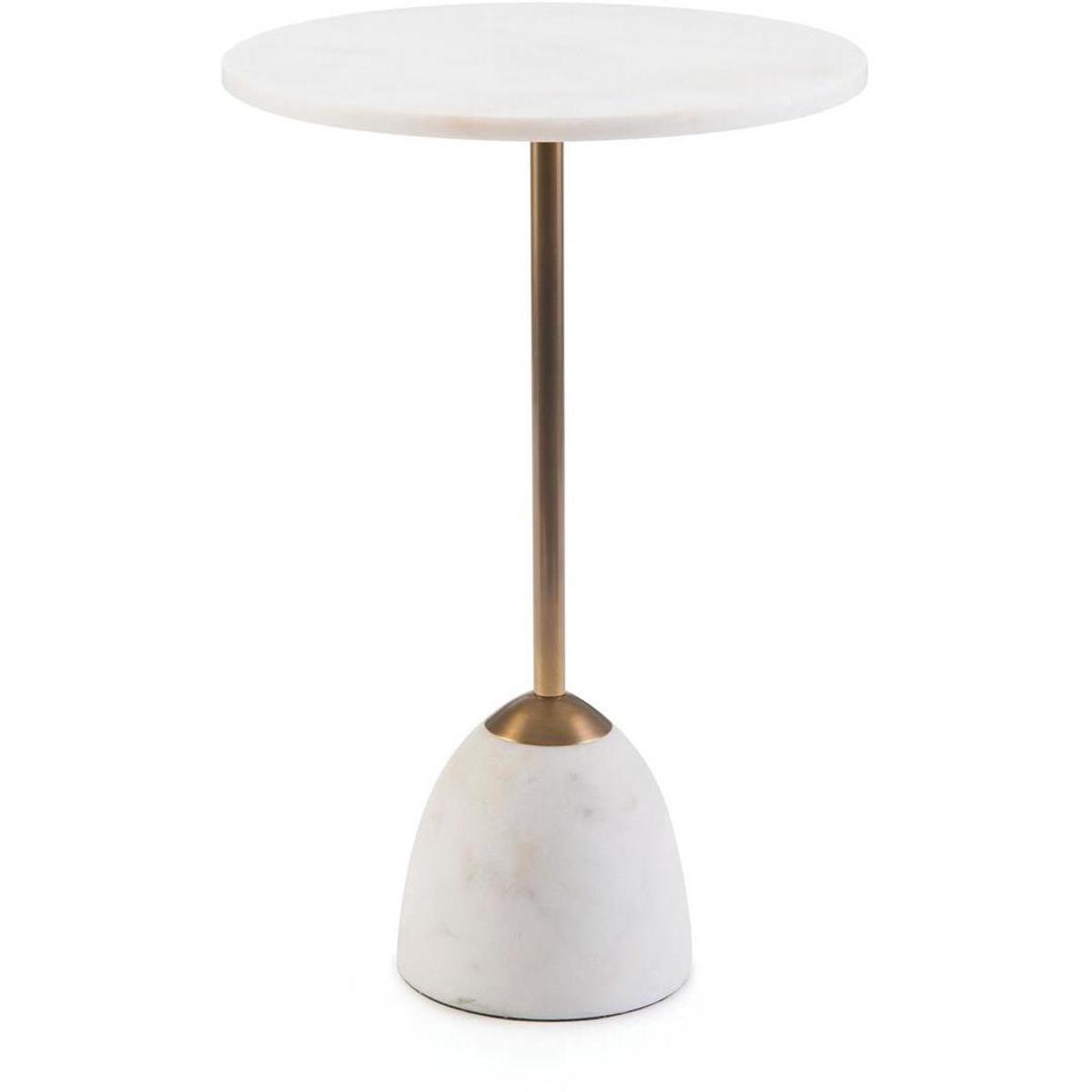 John-Richard Noma Regency Modern White Marble Brass Martini Table