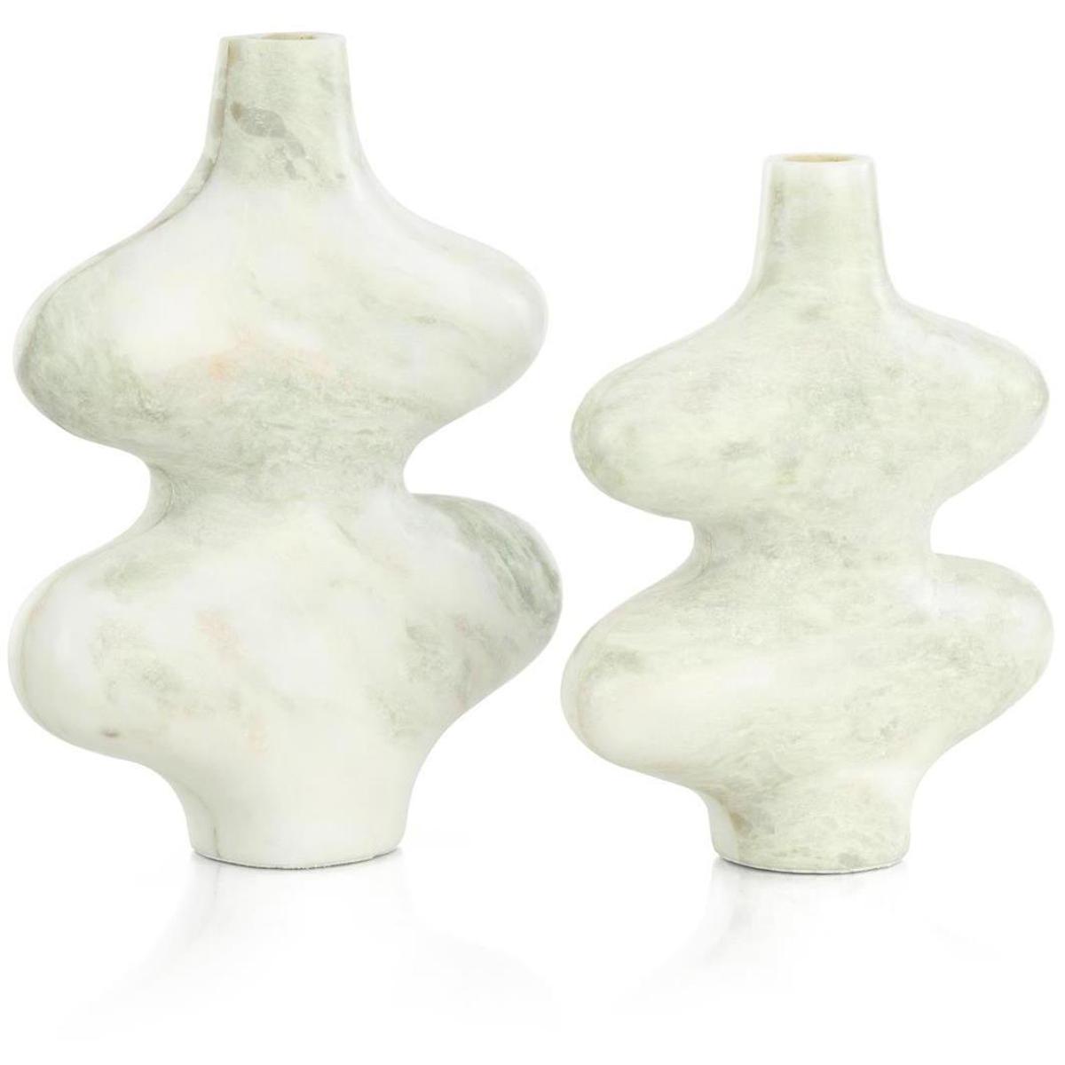 John-Richard JRA-15897S2 Echoed Marble 10 inch Vases, Set of 2