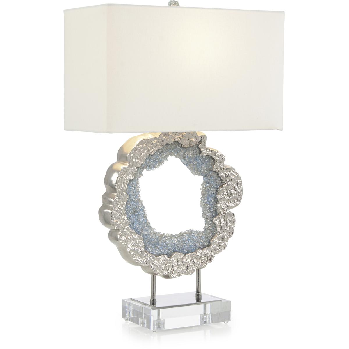 John-Richard JRL-10602 Leah Hammered Nickel and Sea Blue Table Lamp Portable Light