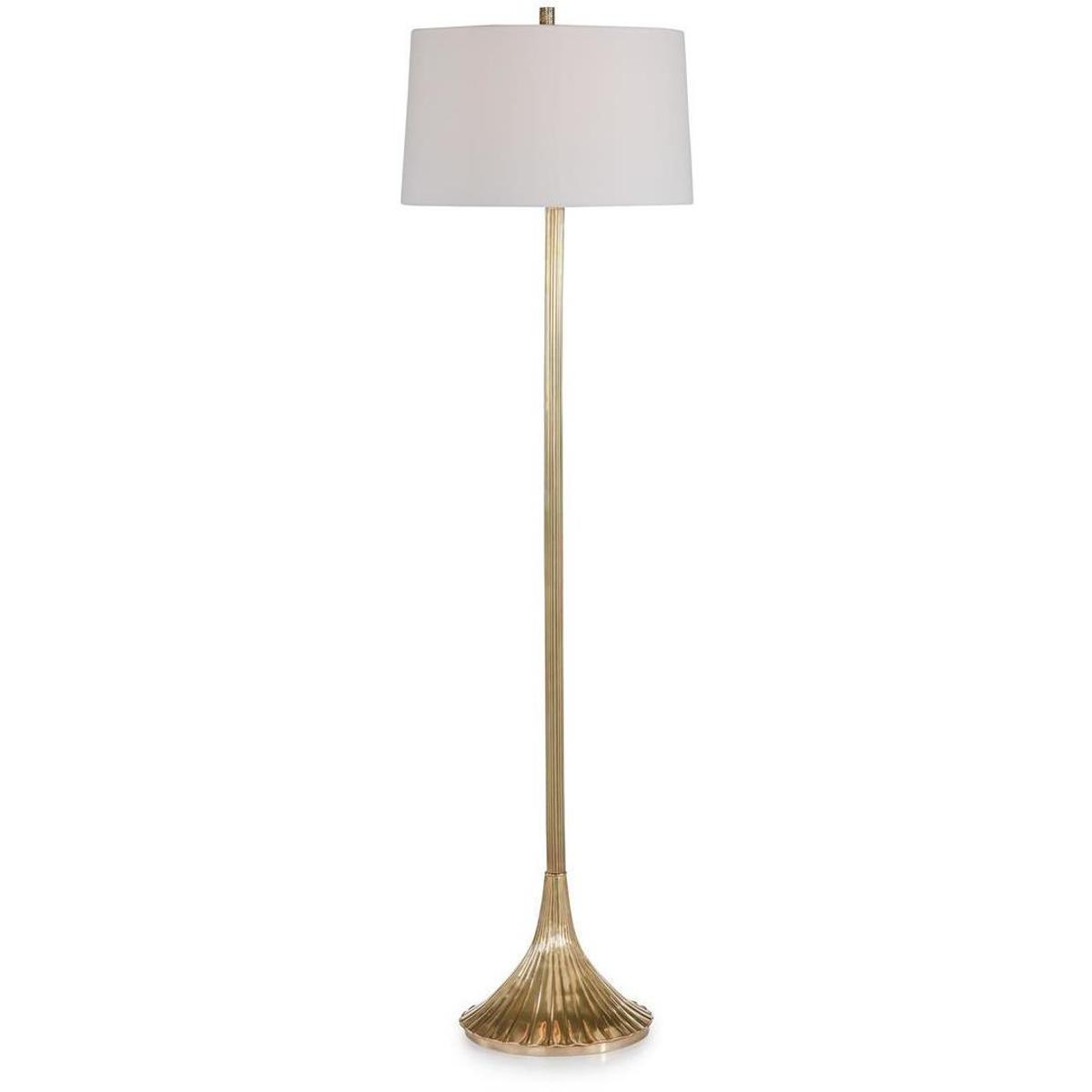 John Richard Lithe Updated Traditional Antique Brass Grooved Floor Lamp
