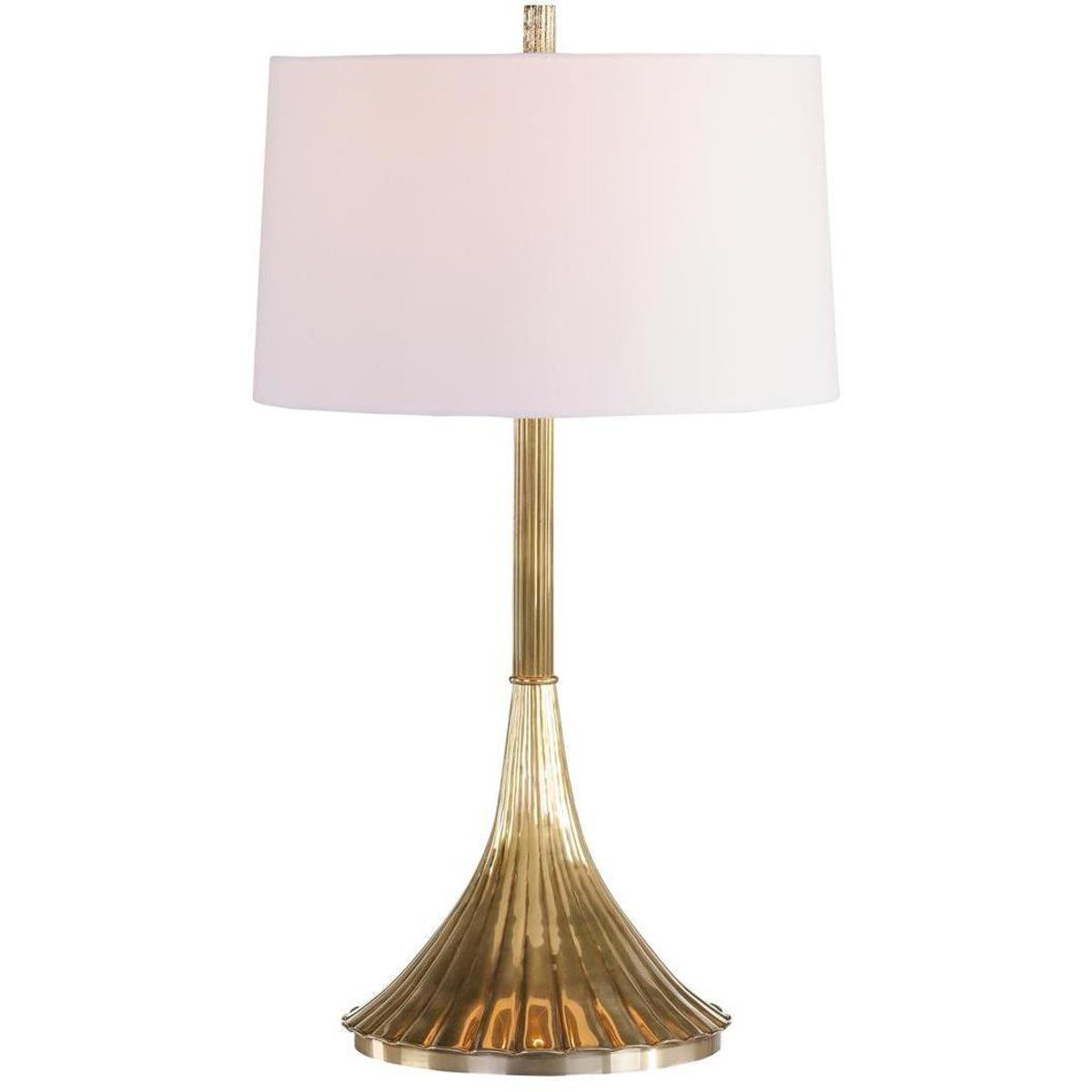 John Richard Lithe Updated Traditional Antique Brass Grooved Table Lamp