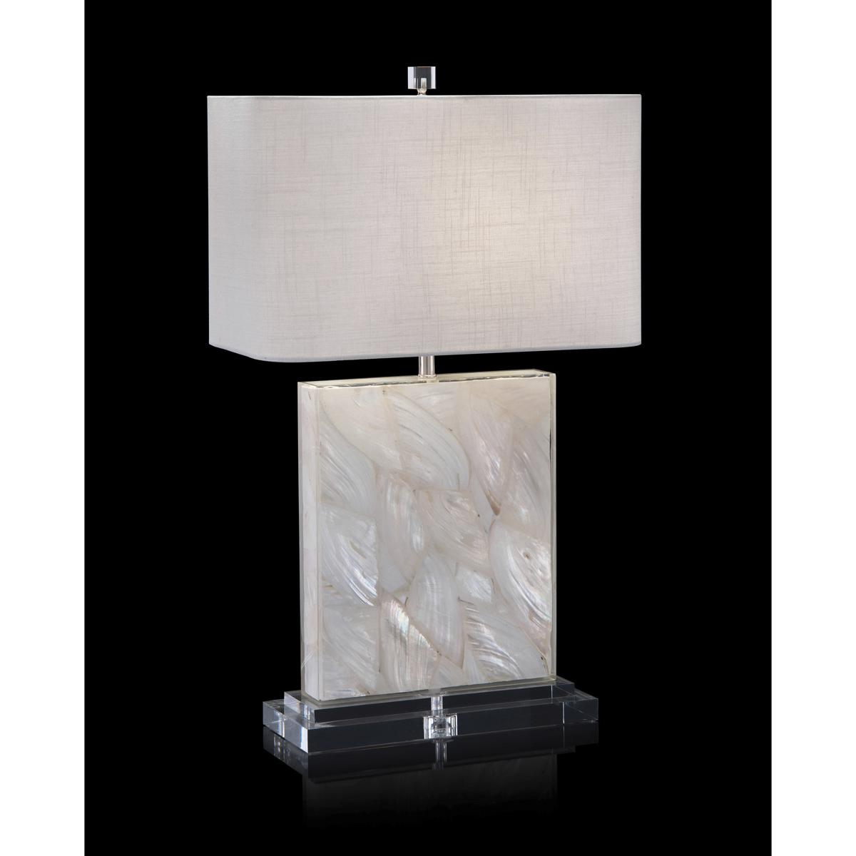 JohnRichard JRL9332 MotherofPearl 295 inch 15000 watt White Mother Of Pearl and Gloss White Table Lamp Portable Light