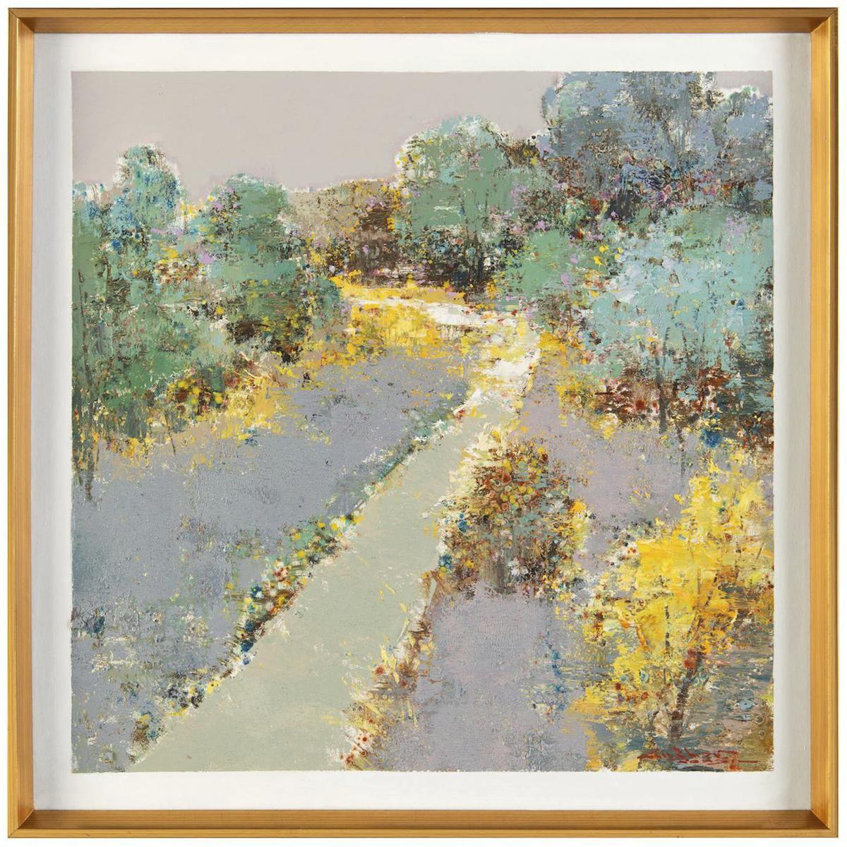 John-Richard JRO-3336 Liu Mengzhou's 33 X 33 inch Landscape Art